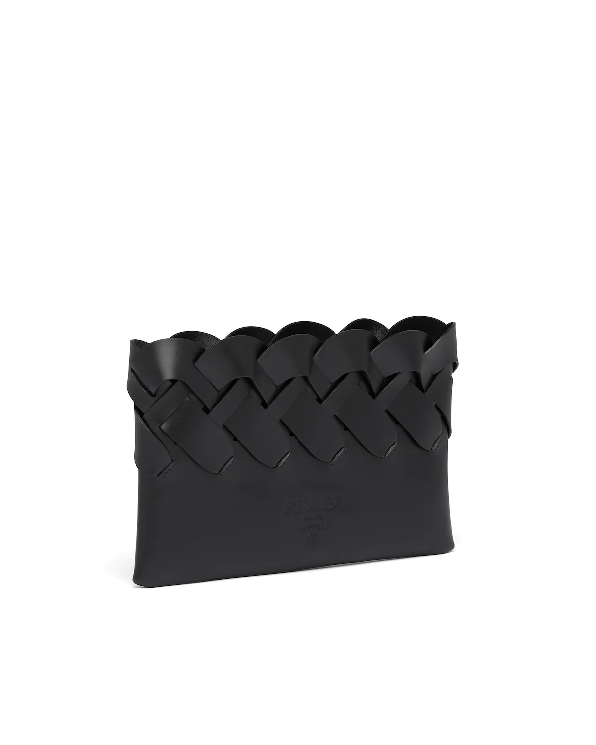 Prada Tress leather clutch with large woven motif - 3