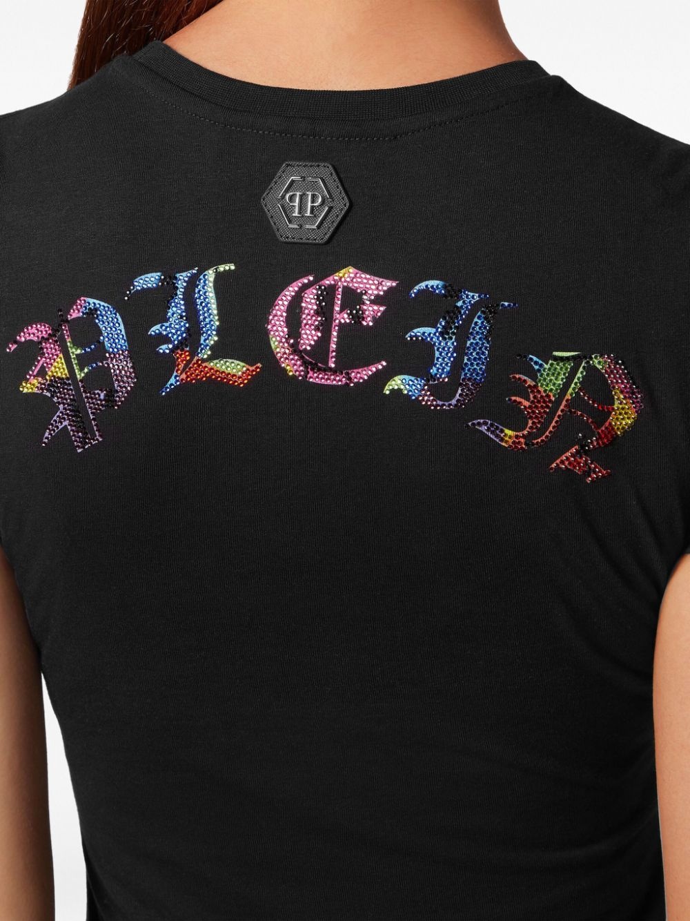 skull-print rhinestones-embellishment T-shirt - 5
