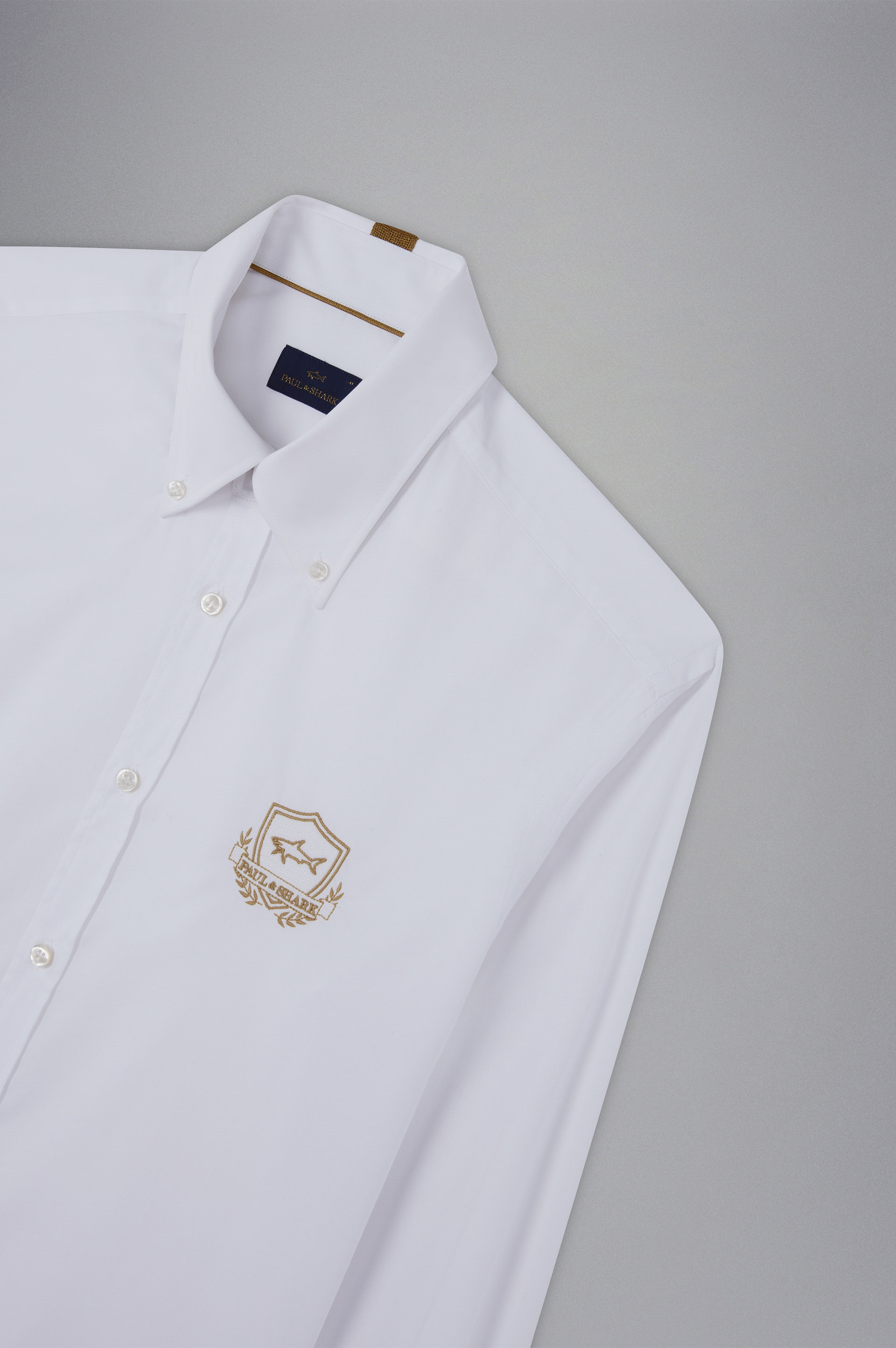 COTTON POPLIN SHIRT WITH HERALDIC EMBROIDERY - 5