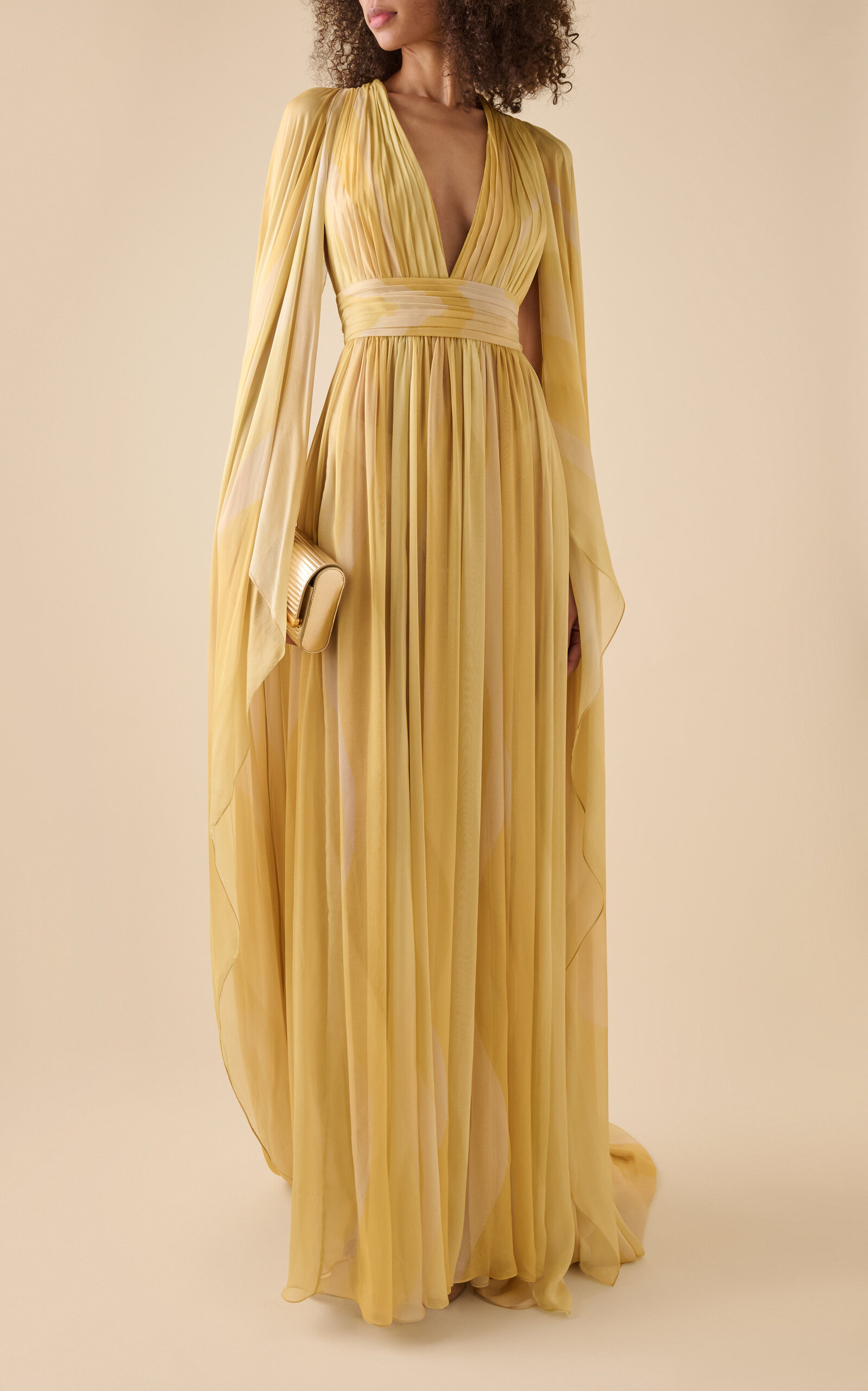 Capelet Printed Silk Gown gold - 3