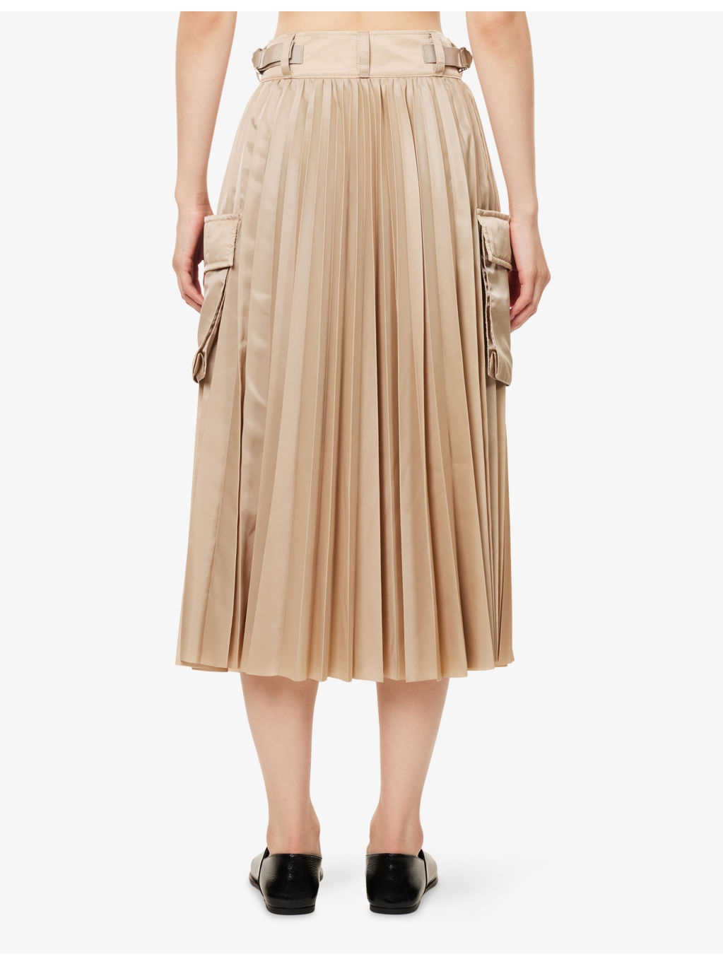 Pleated Wrap-Front Woven Midi Skirt - 4
