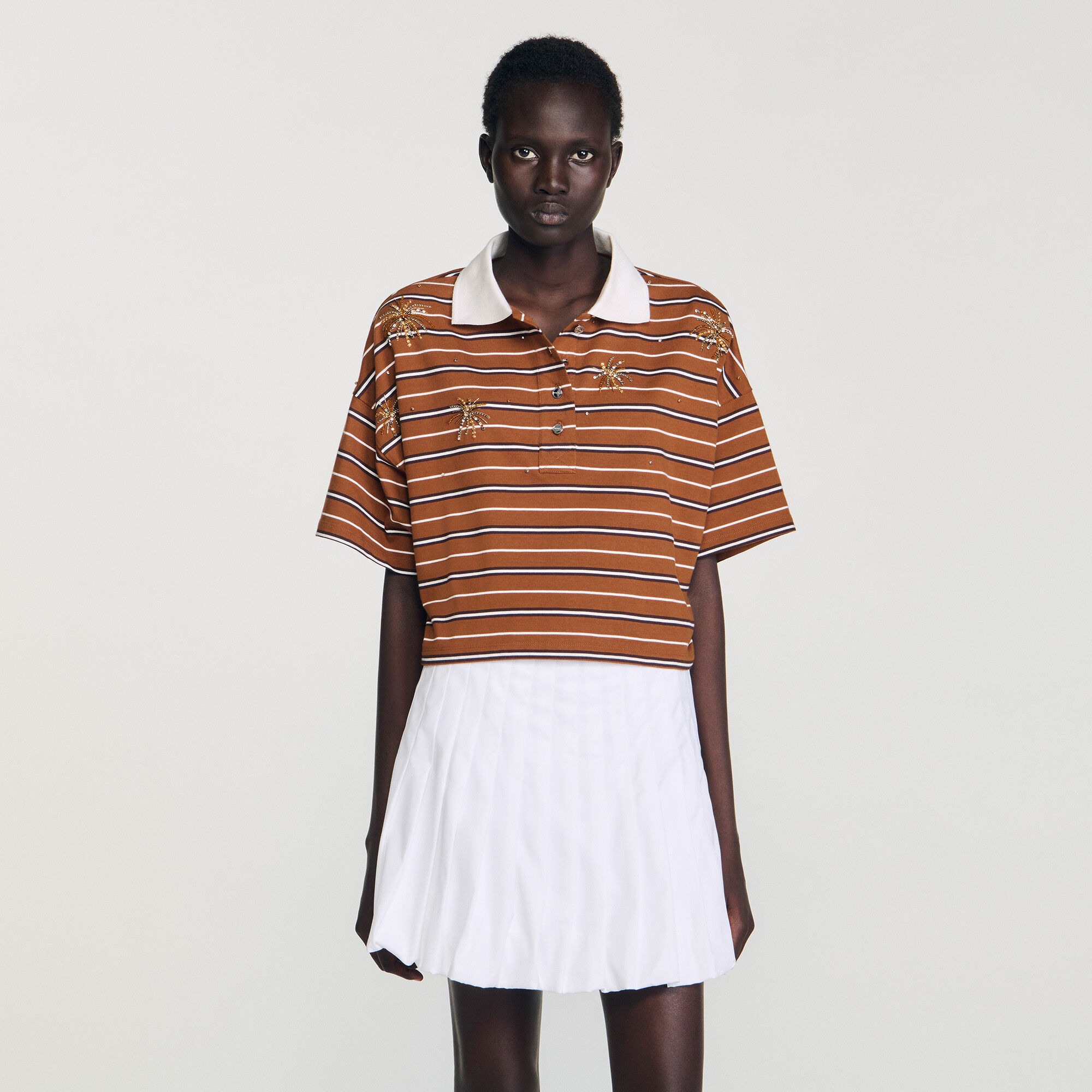 STRIPED RHINESTONE T-SHIRT - 4