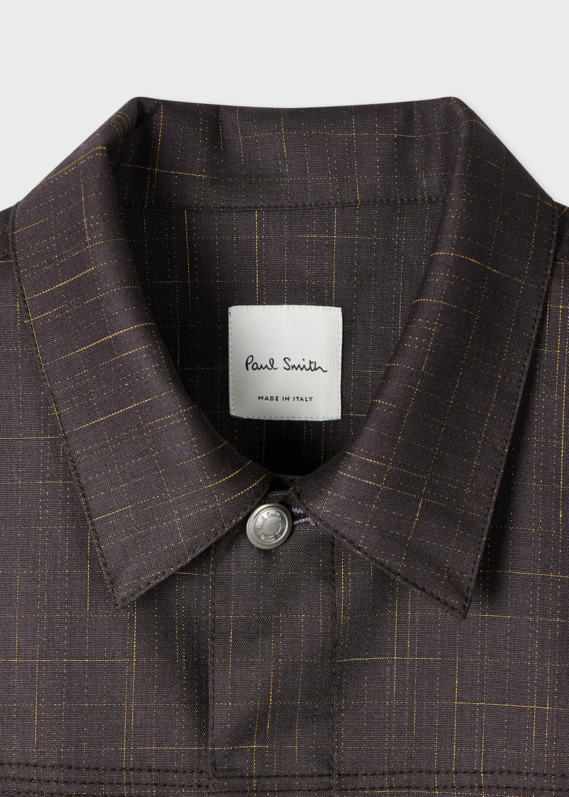 Paul Smith Aubergine Wool Check Pleated Trucker Jacket and Shorts Co-ord outlook