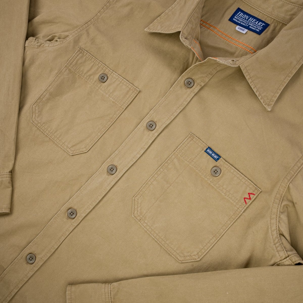 IHSH-395-KHA 7oz Fatigue Cloth Work Shirt - Khaki - 9