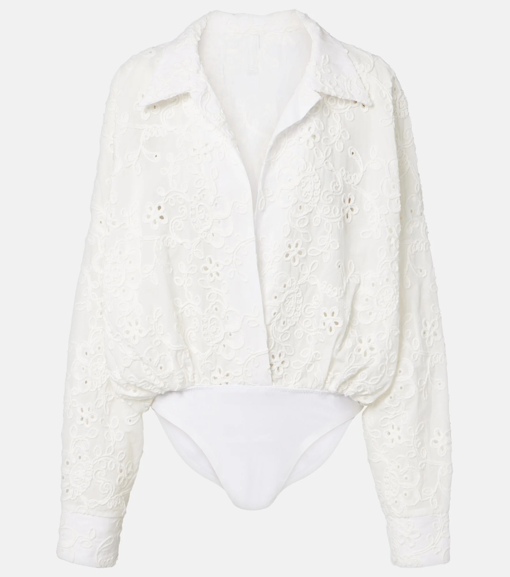 Oversized broderie anglaise cotton bodysuit - 1
