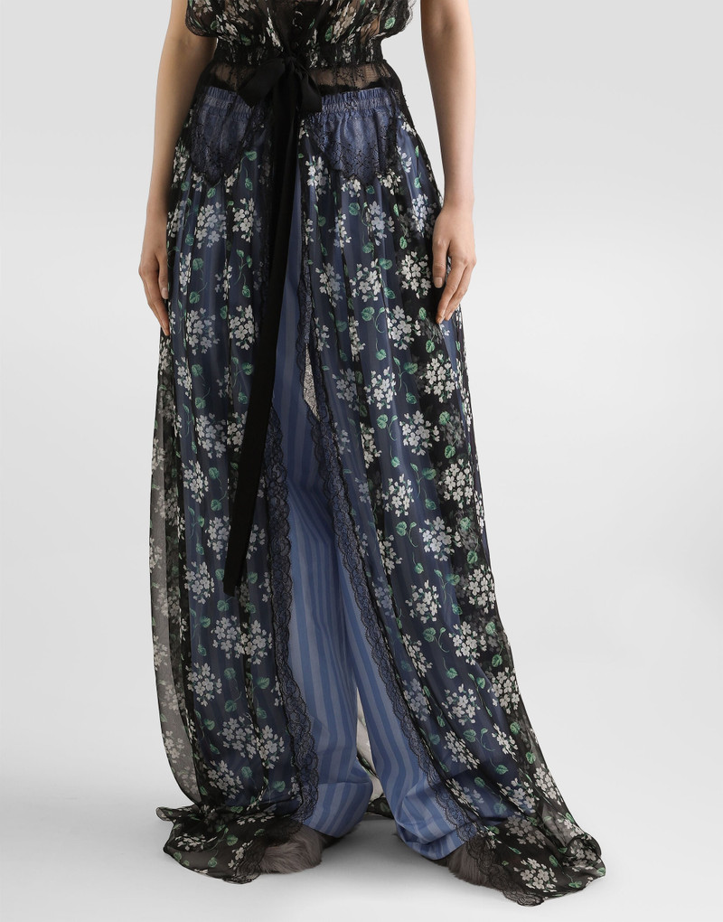 Geranium bouquets-print chiffon dressing gown 5