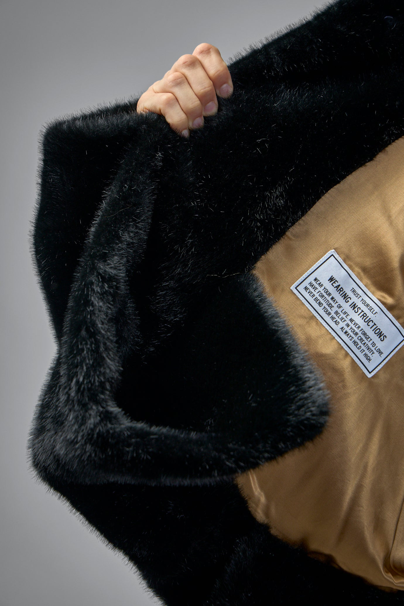 Roll Up Hem Fake Fur Coat - 5