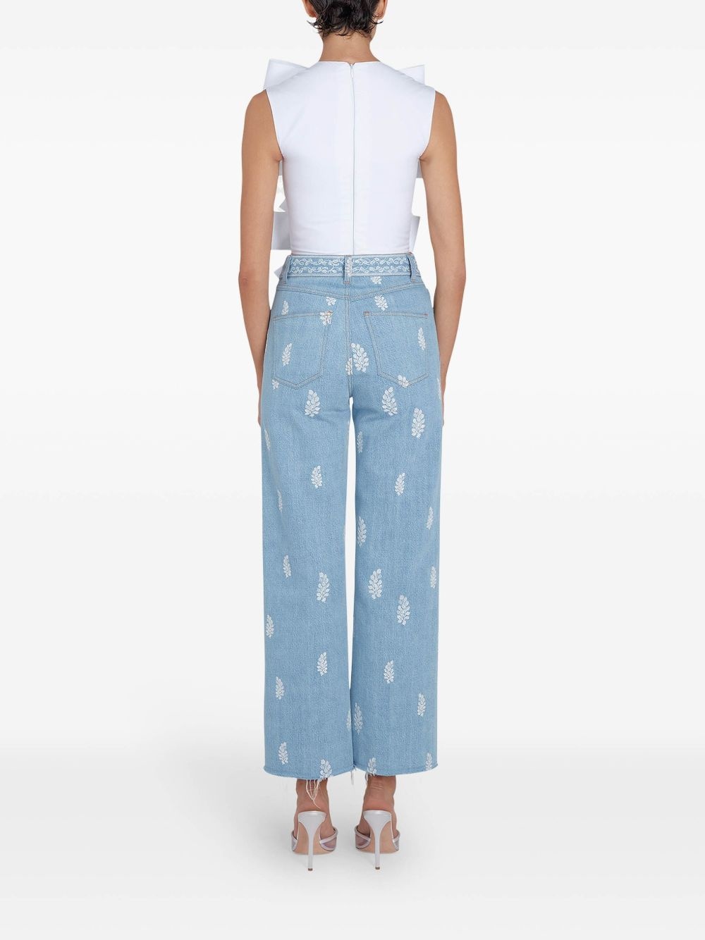 floral-embroidered jeans - 5