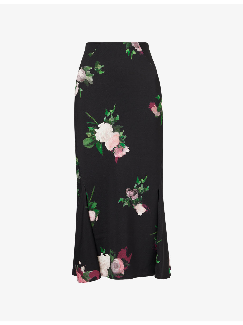 Floral A-Line Stretch-Woven Midi Skirt - 1