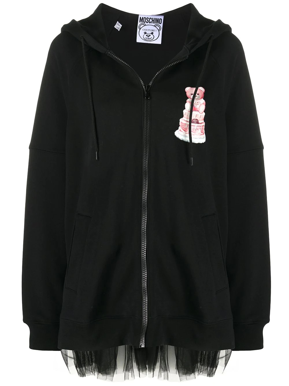 tulle trim Teddy Cake hoodie - 1