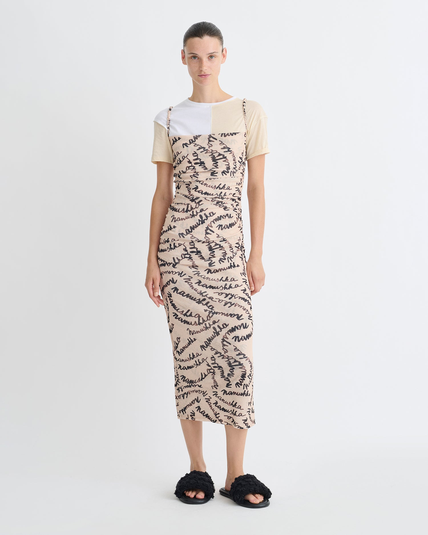 Printed Mesh Jersey Midi Dress - 2