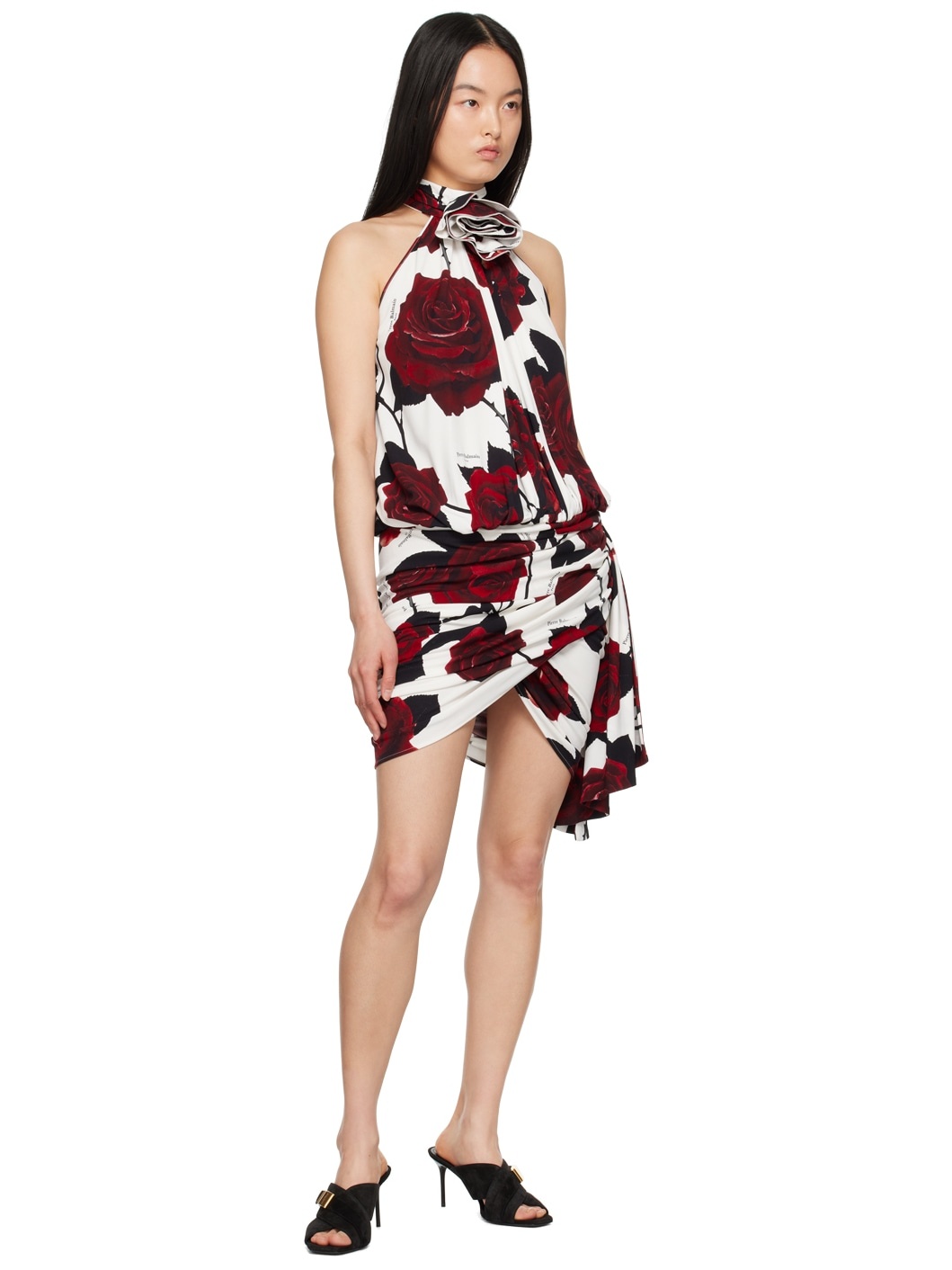 White & Red Floral Minidress - 4