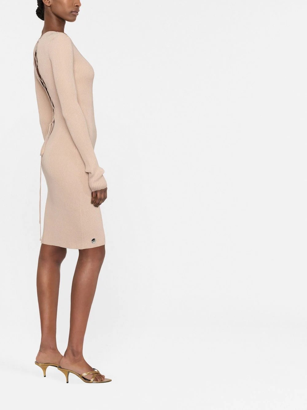 lace-up detailed midi dress - 3