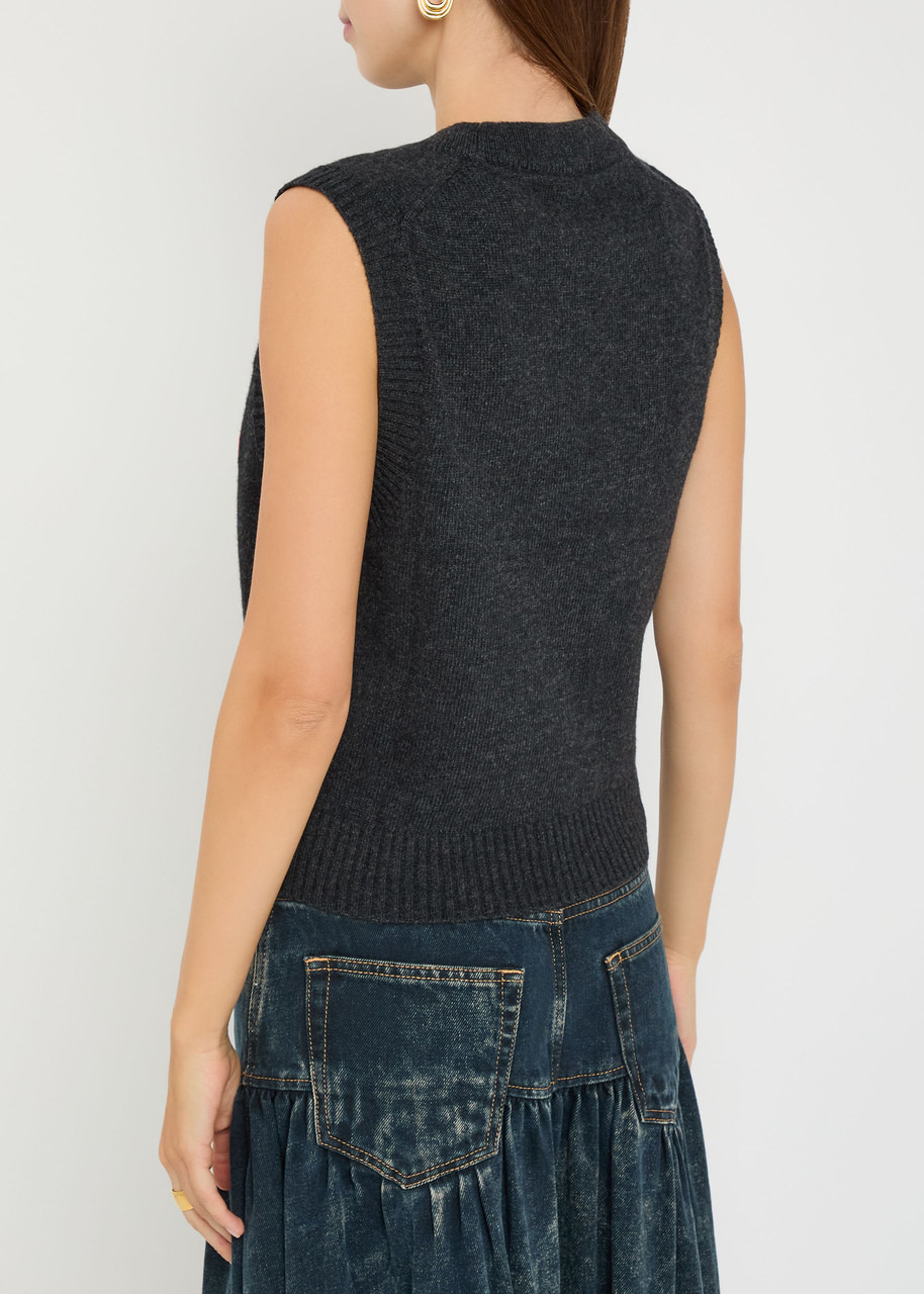 Ganni Floral-intarsia Wool-blend Vest - 3
