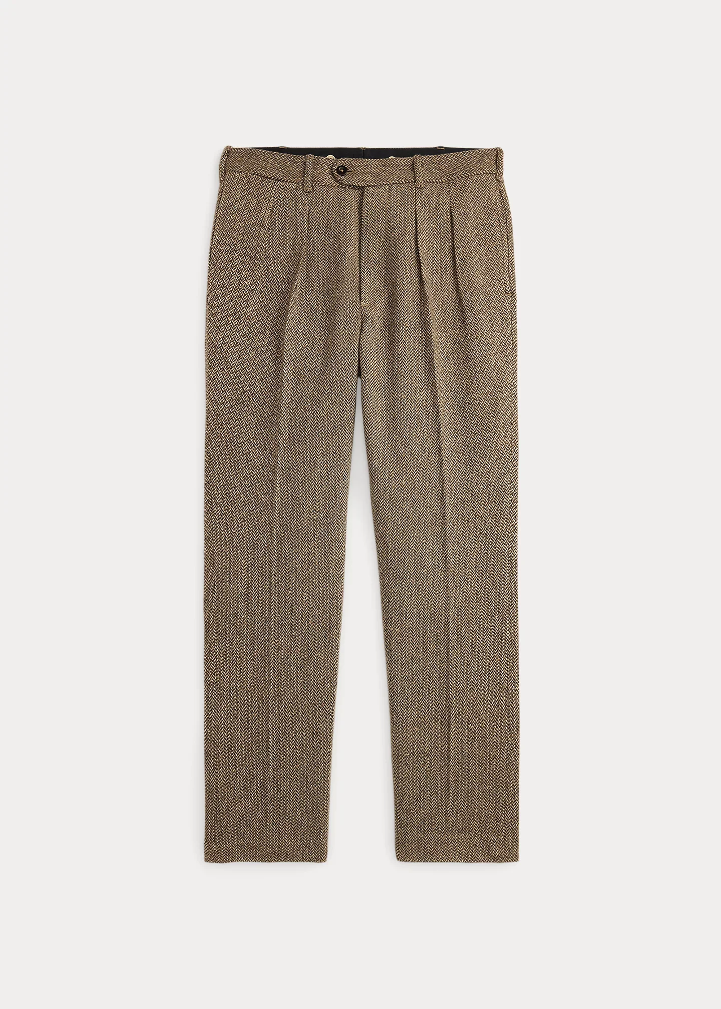 Slim Fit Pleated Herringbone Pant - 1