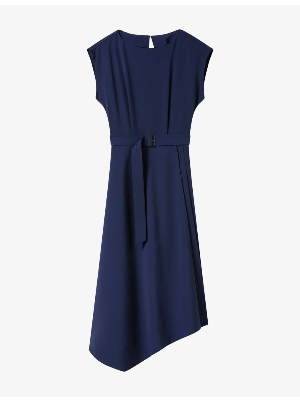 Asymmetric Pleat-Detail Stretch-Woven Midi Dress - 1