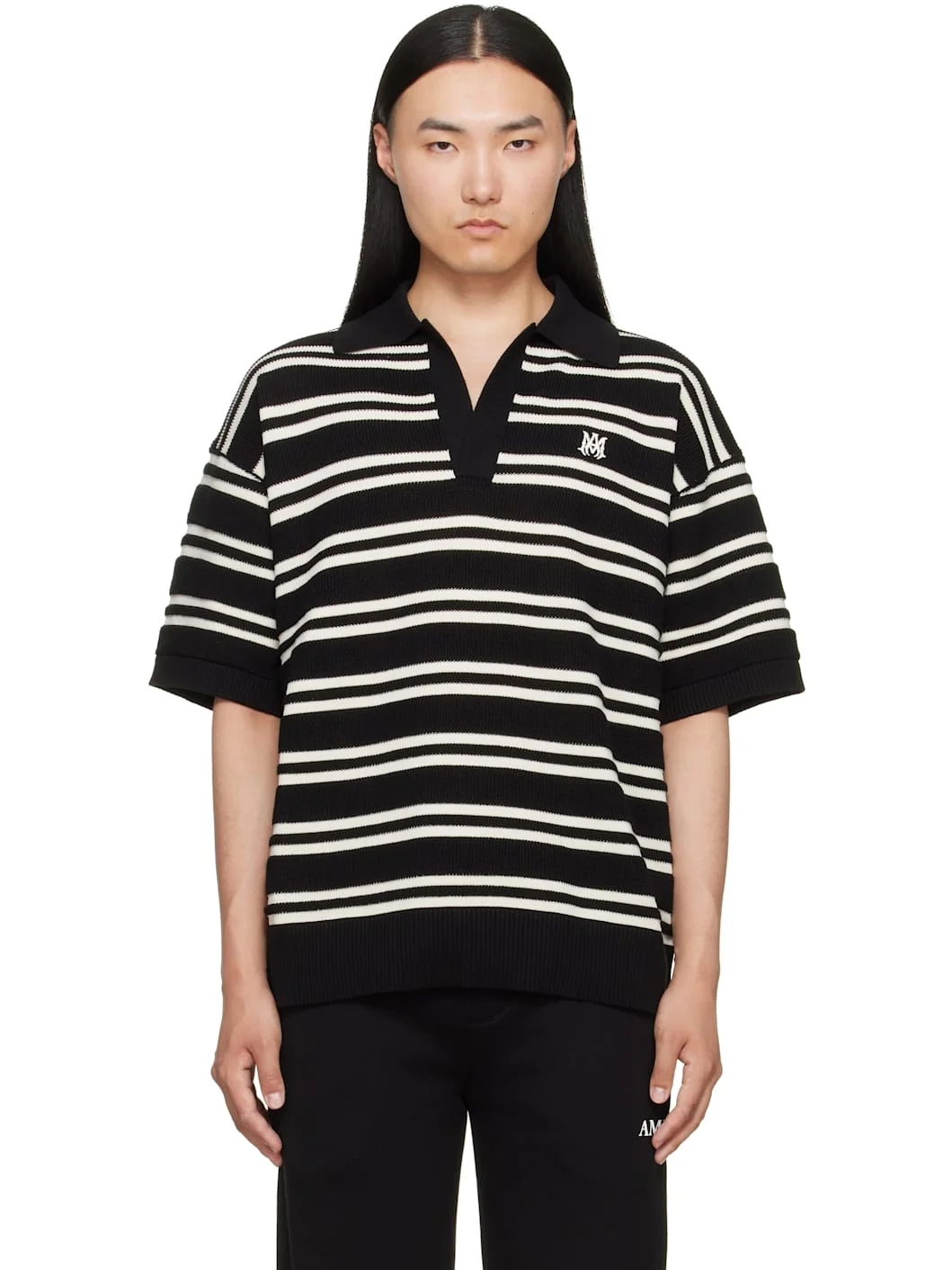 Black & White MA Stripe S/S Polo - 1