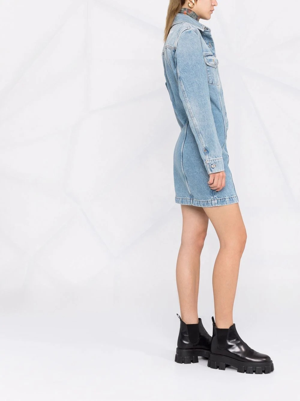 long-sleeve denim shirtdress - 6