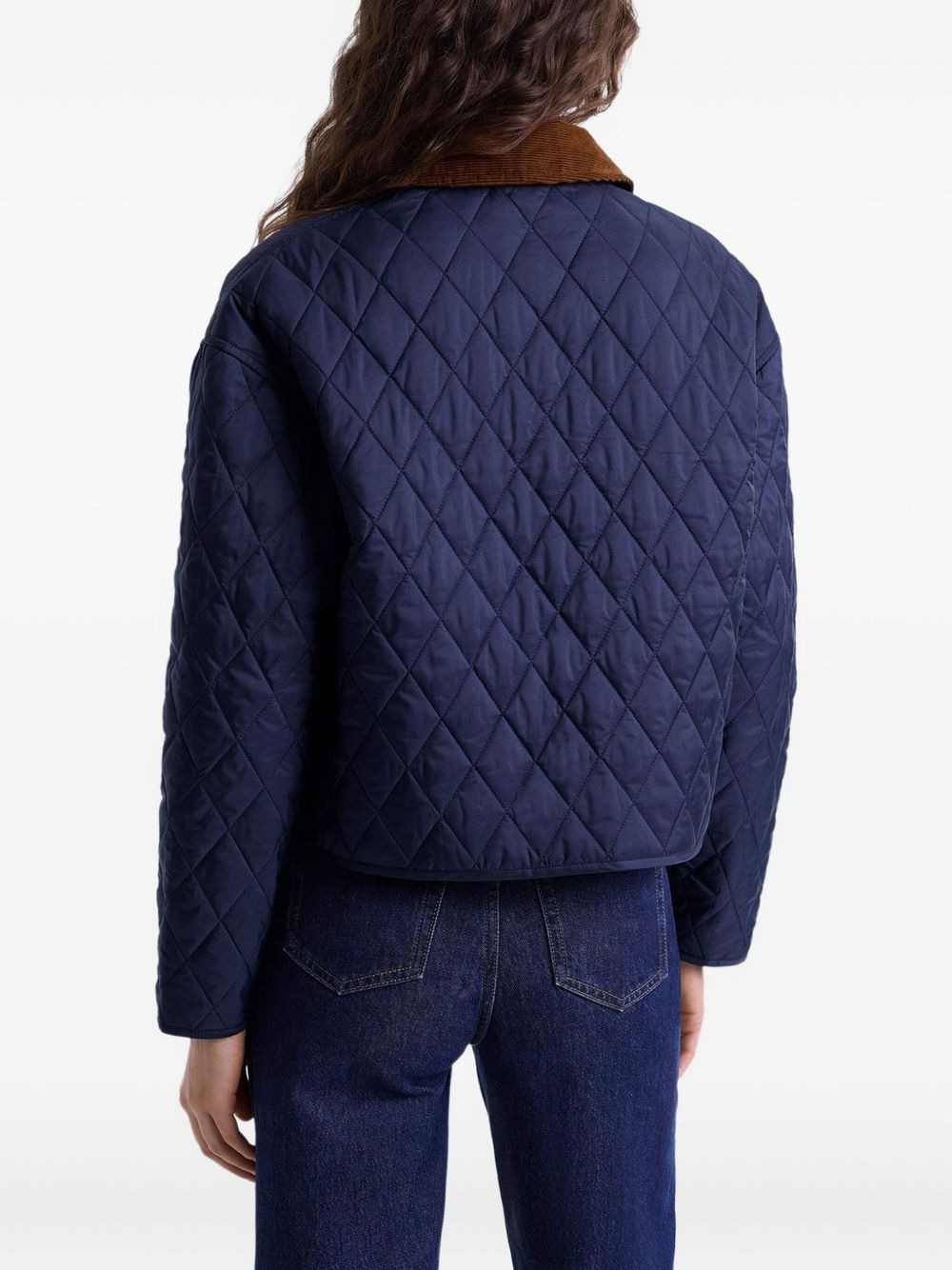 quilted corduroy-collar puffer jacket - 4