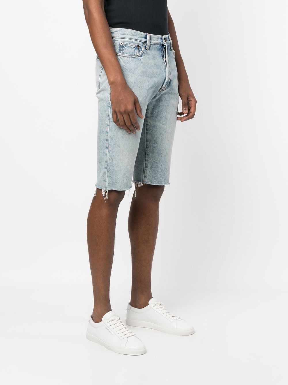 raw-cut edge denim shorts - 3