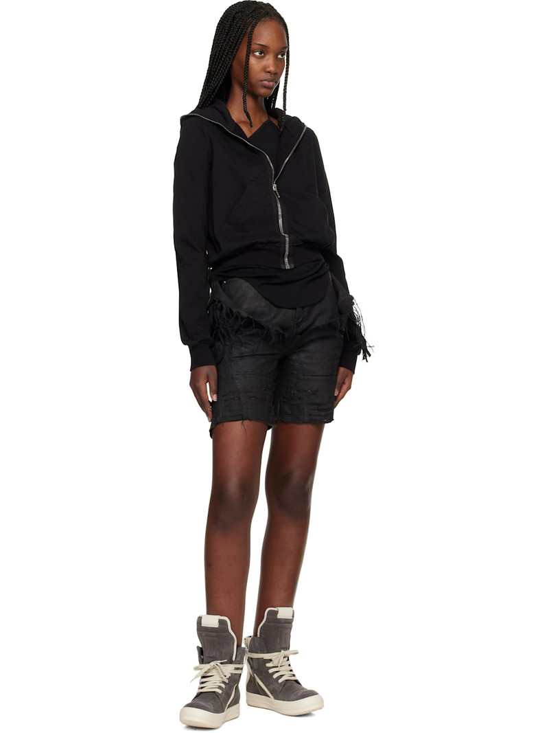 Rick Owens DRKSHDW Black Temple Slivered Tight Cutoff Denim Shorts outlook