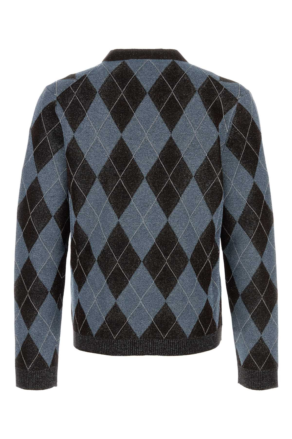 Gucci Men Embroidered Stretch Wool Blend Cardigan - 2