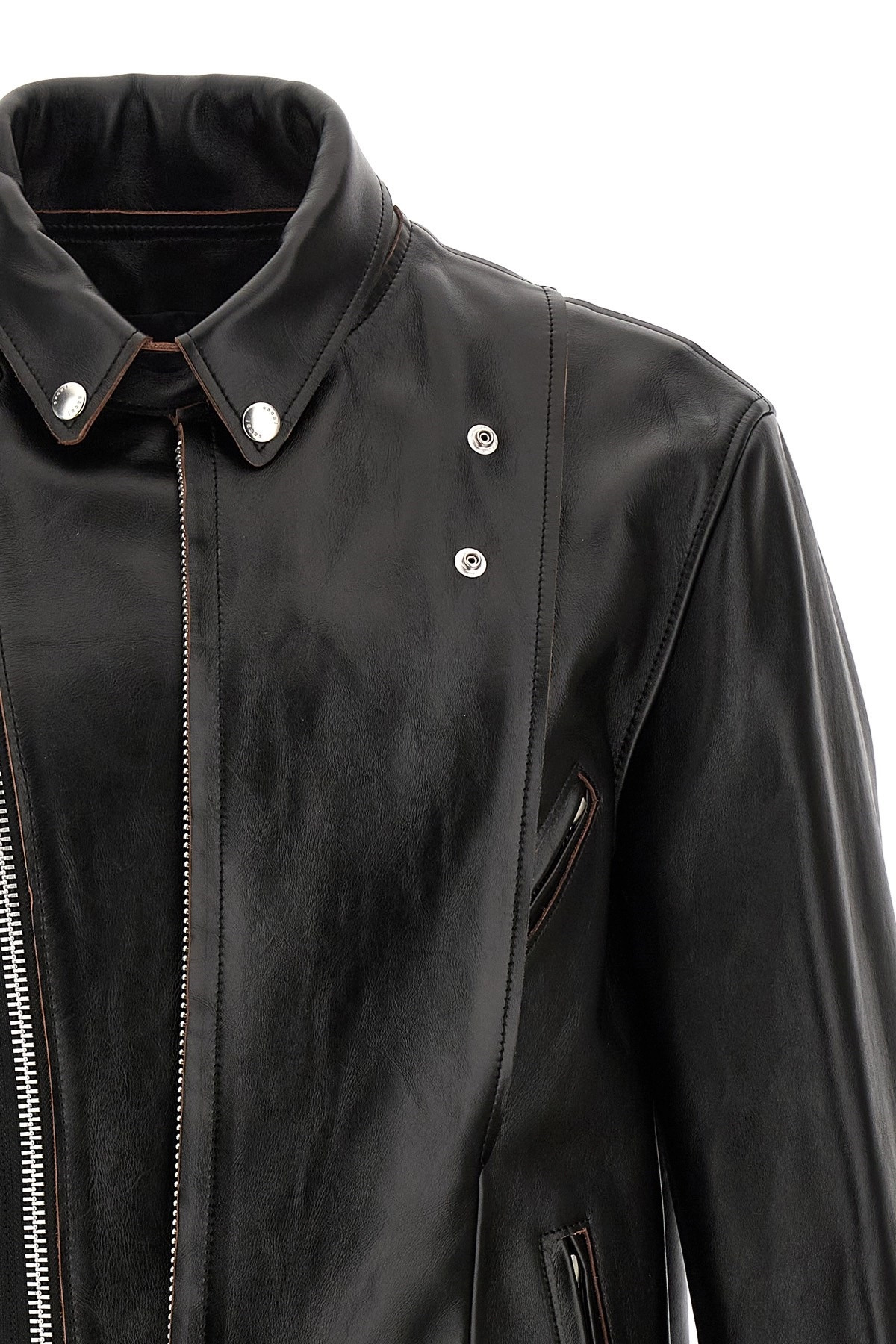 Leather biker jacket - 4