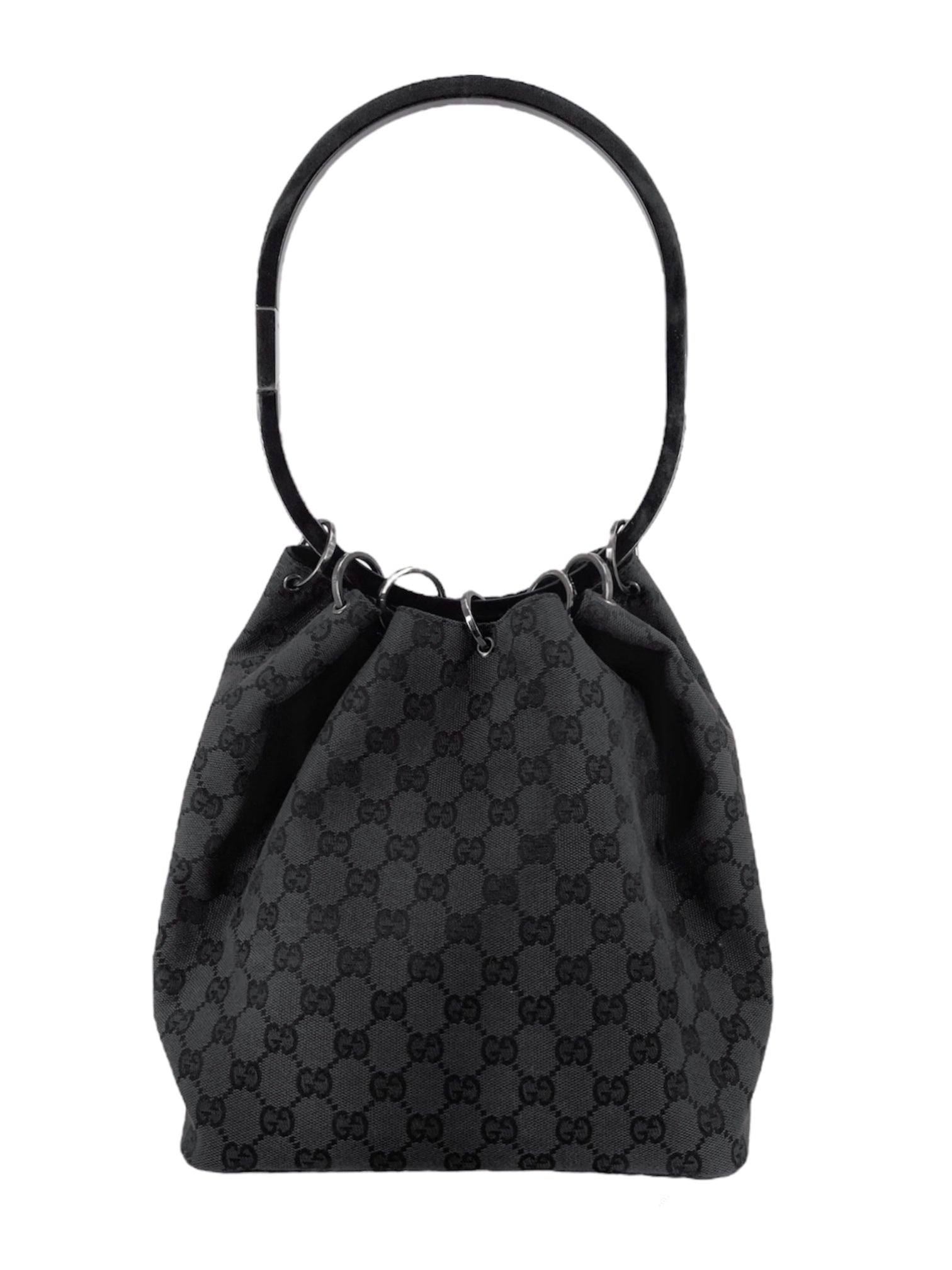 Gucci Fall 1999 Tom Ford Large Black Monogram Bucket Acrylic Ring Bag - 6