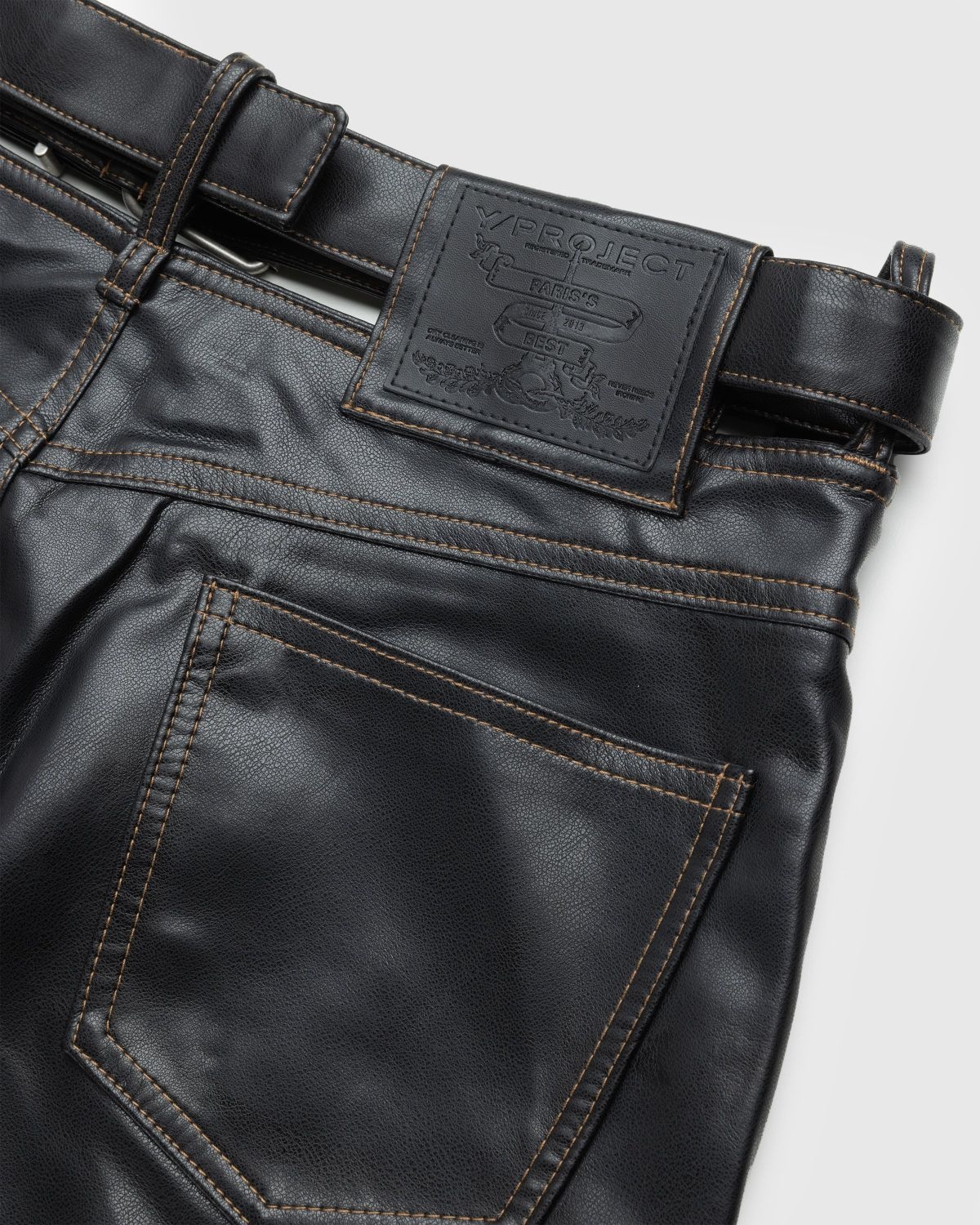 Y/Project – Y Belt Leather Pants Black - 6