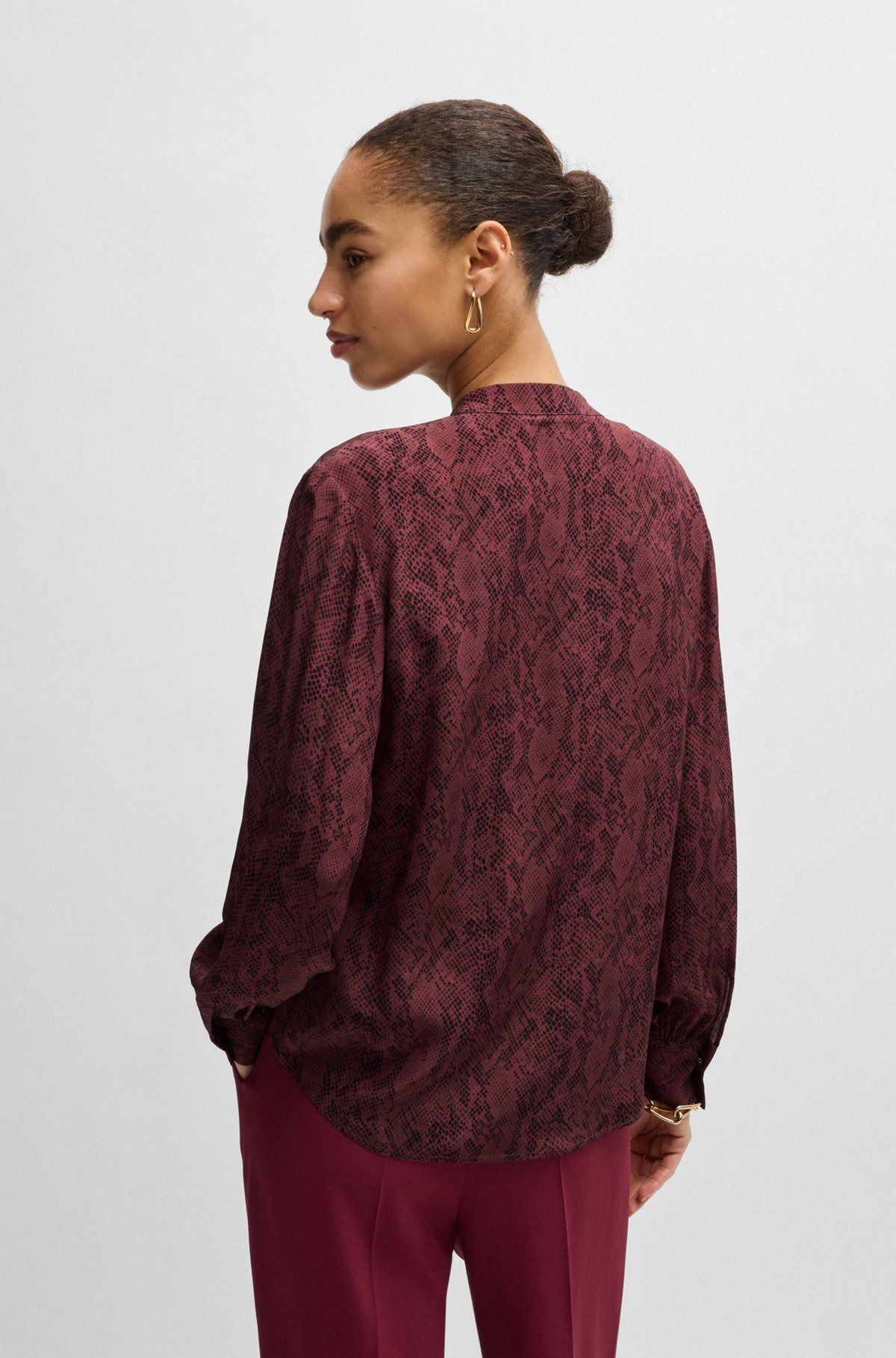 REGULAR-FIT BLOUSE IN SNAKE-PRINT SILK - 5