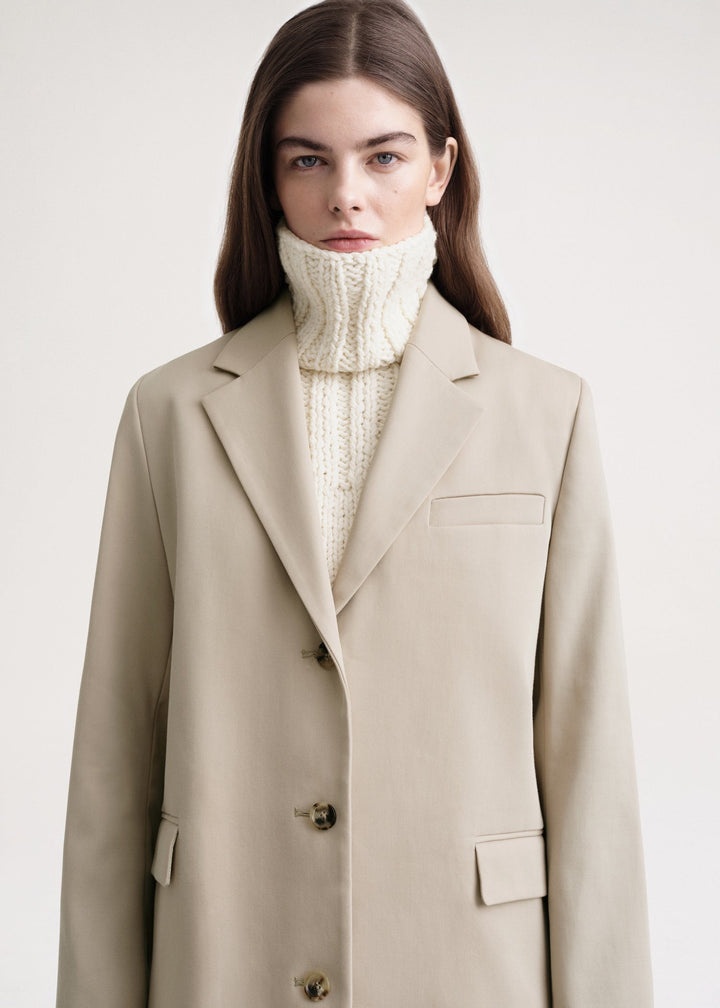 Tailored cotton-gabardine coat overcast beige - 6