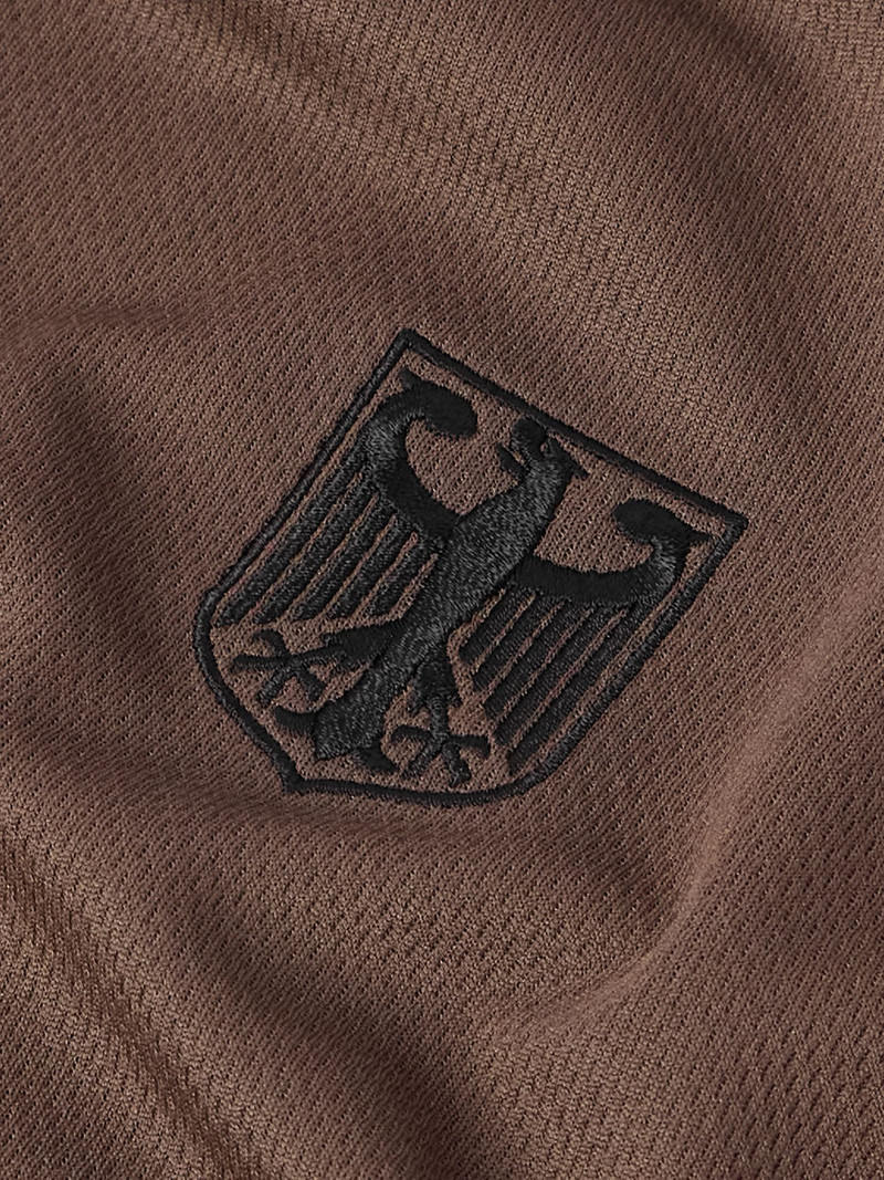 Printed Embroidered Panelled Cotton-Mesh T-Shirt Brown 4