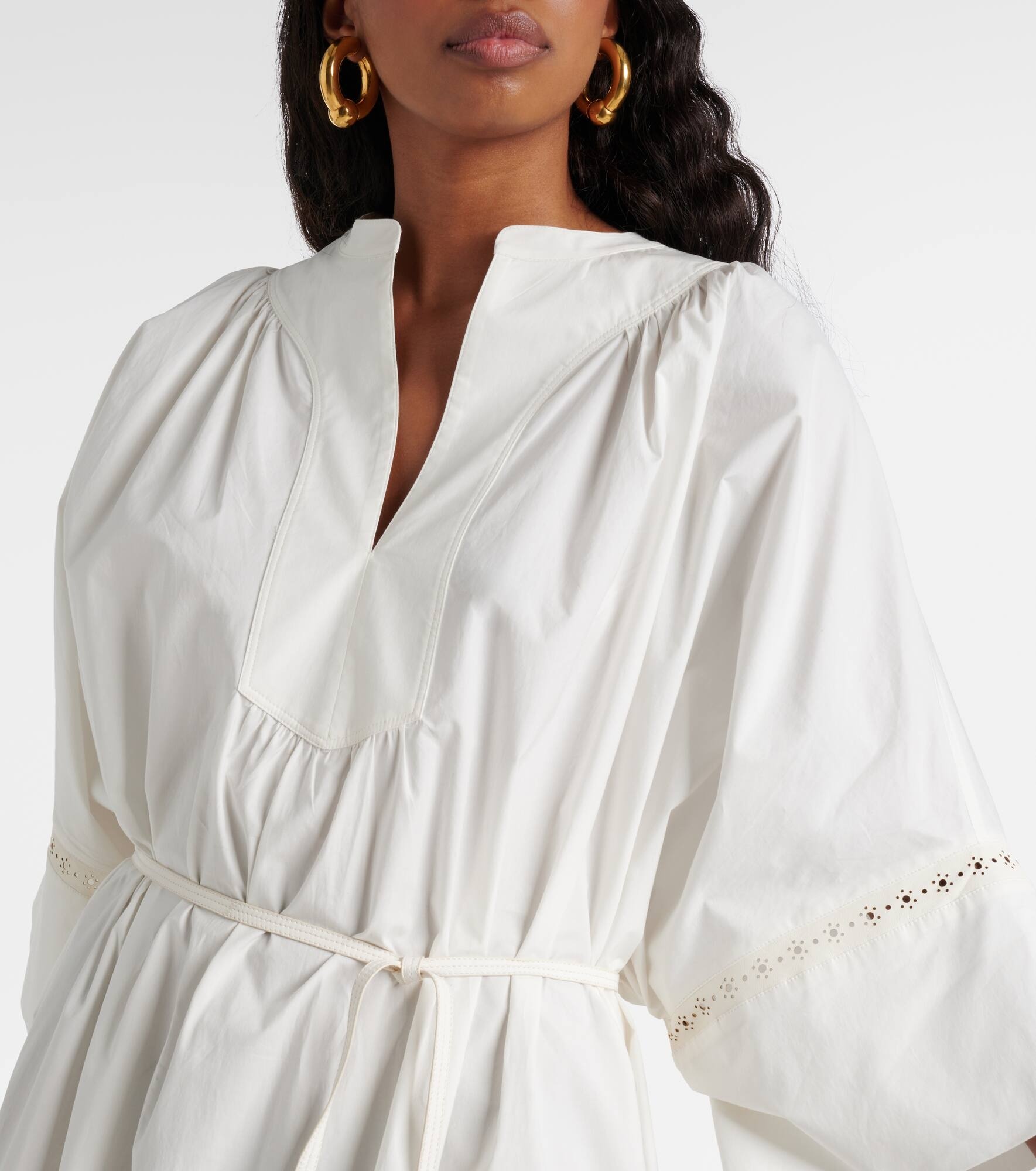 Belted cotton-blend maxi dress - 4
