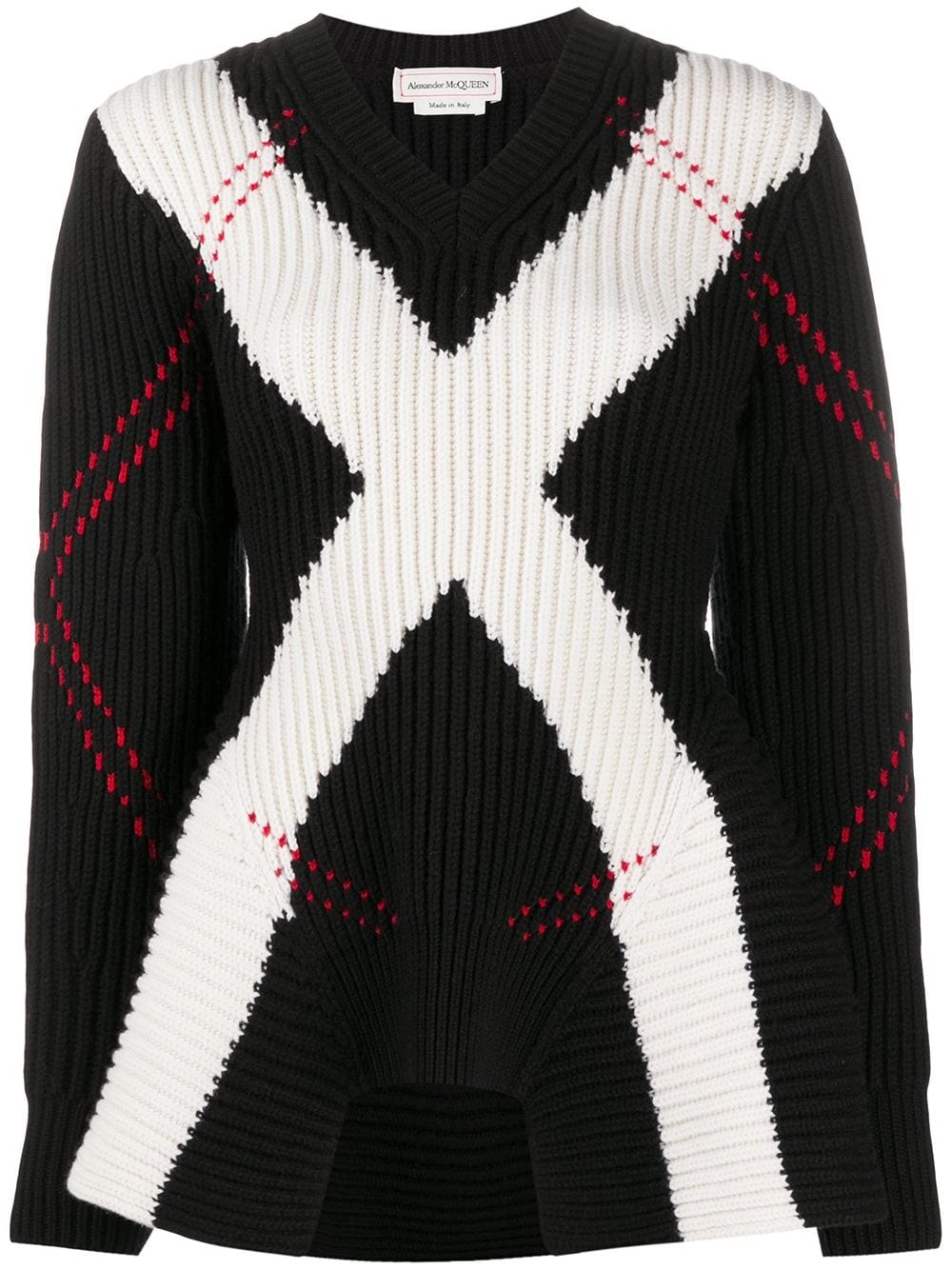 intarsia-knit checked jumper - 1