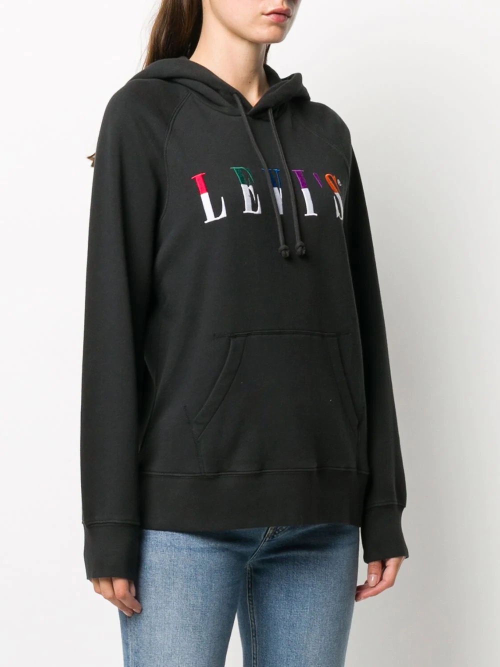 logo embroidered hoodie - 3