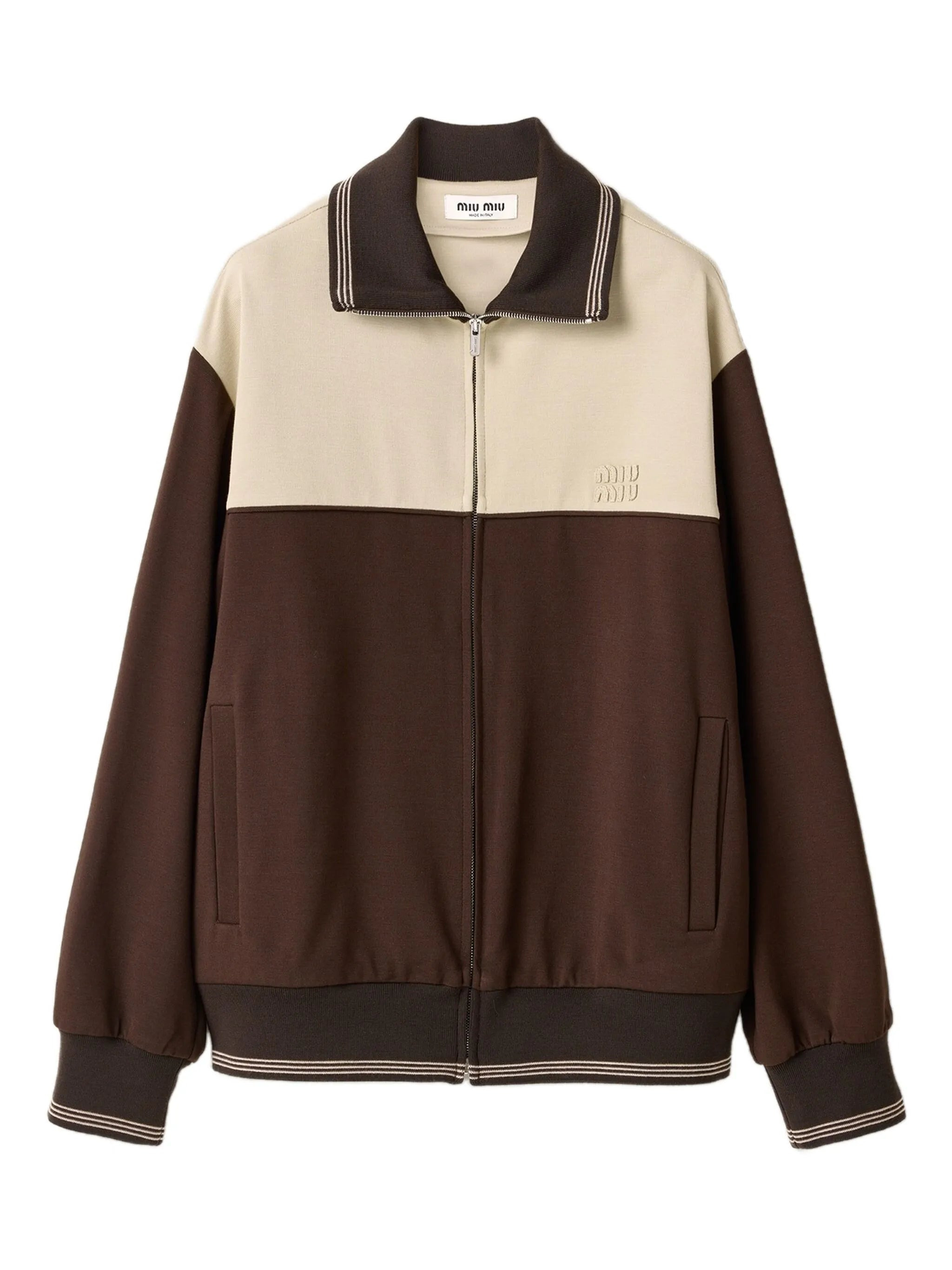 Miu Miu Knitted-cuffs Zip-front Sweatshirt - 1