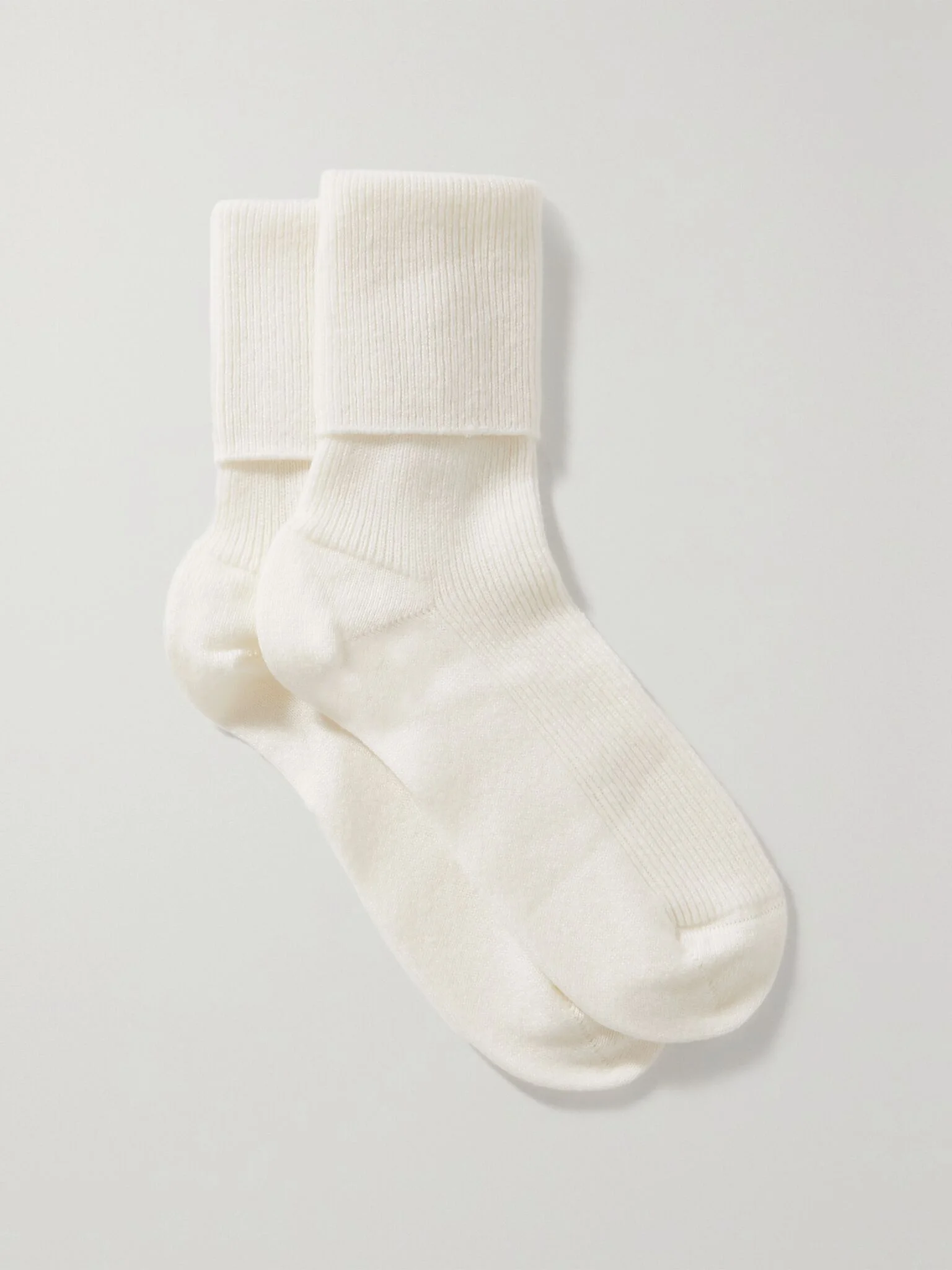 Ribbed cashmere-blend socks Cream - 1