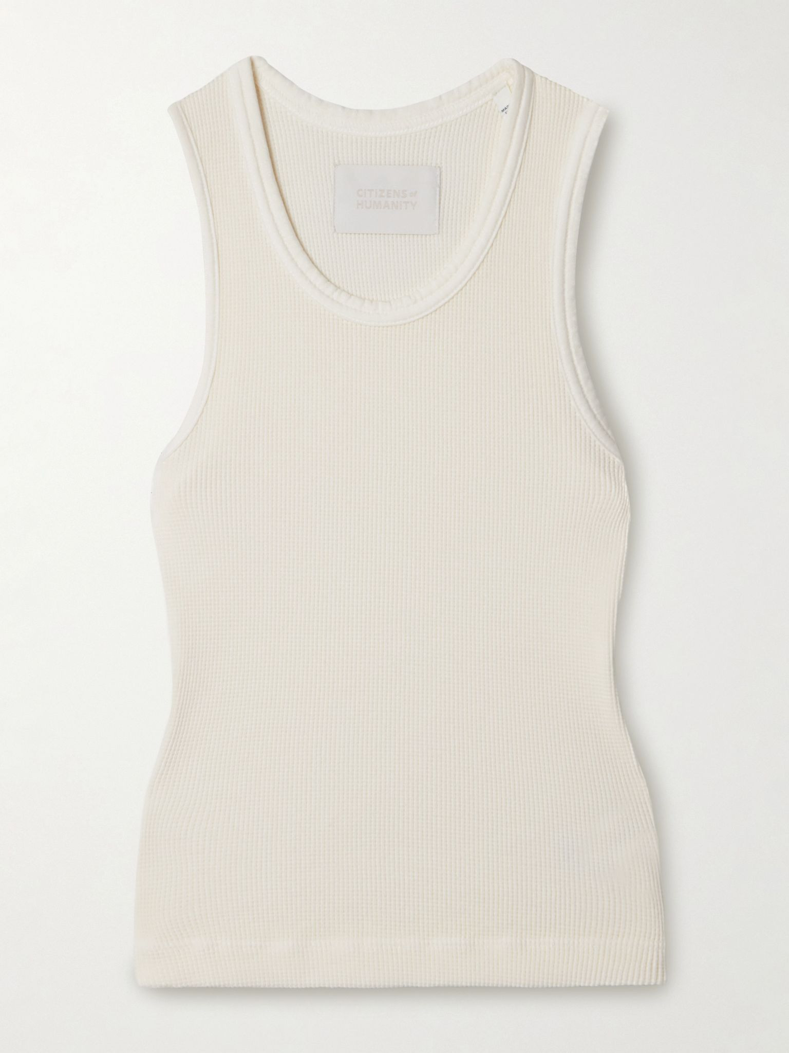 Inez waffle-knit cotton tank Cream - 1