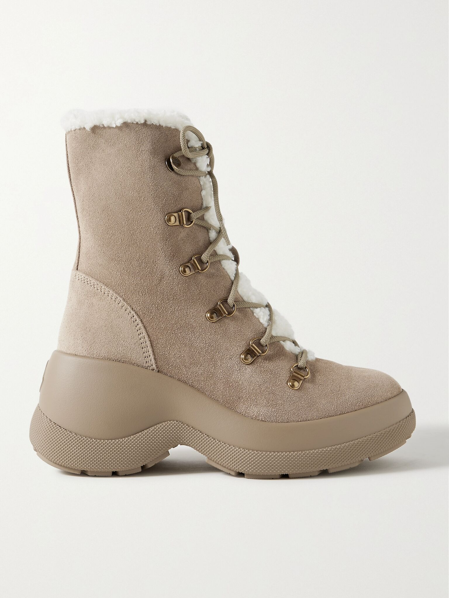 Resile Trek faux fur-trimmed suede ankle boots Brown - 1