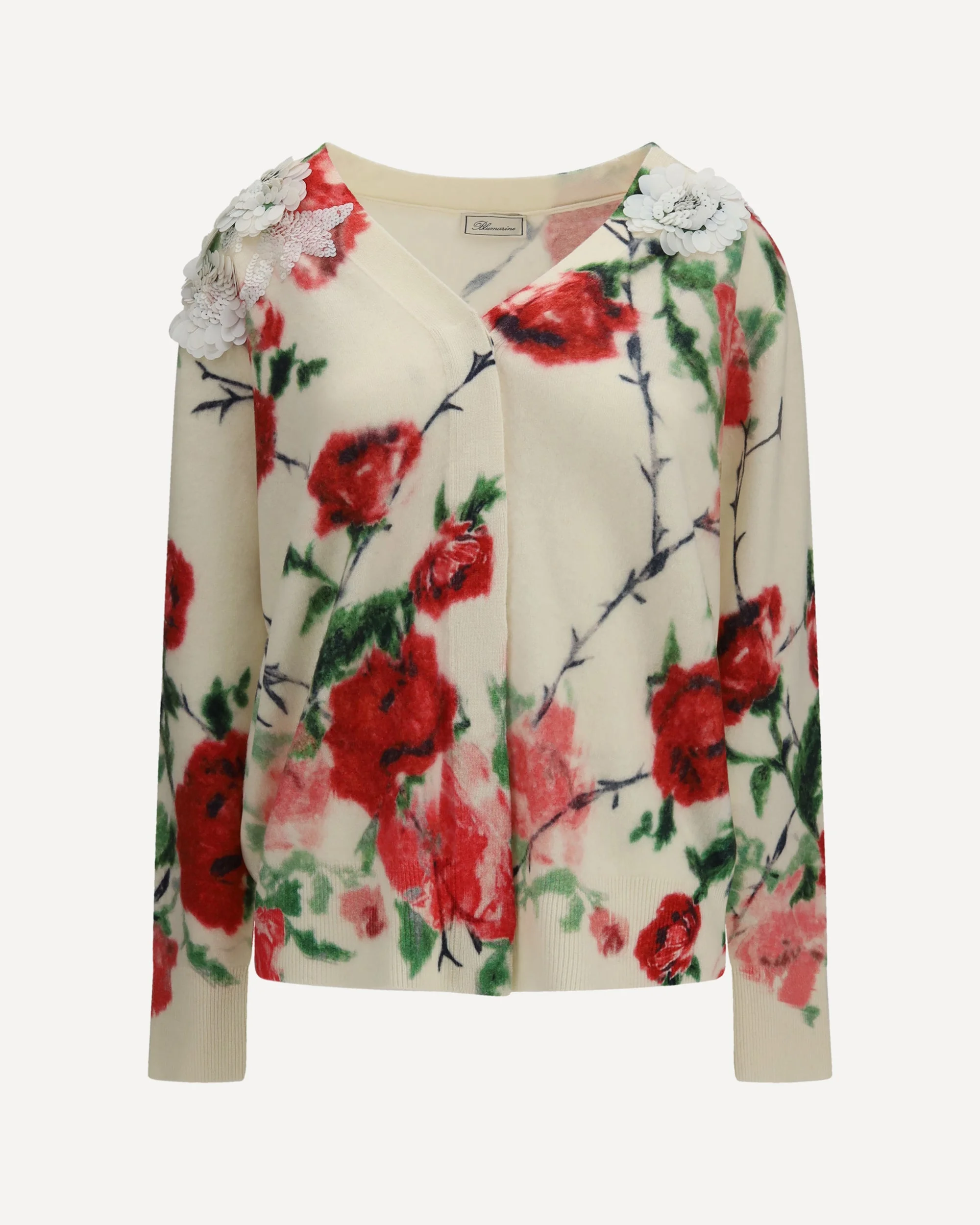 Wool and cashmere Sweater with applied roses - 1