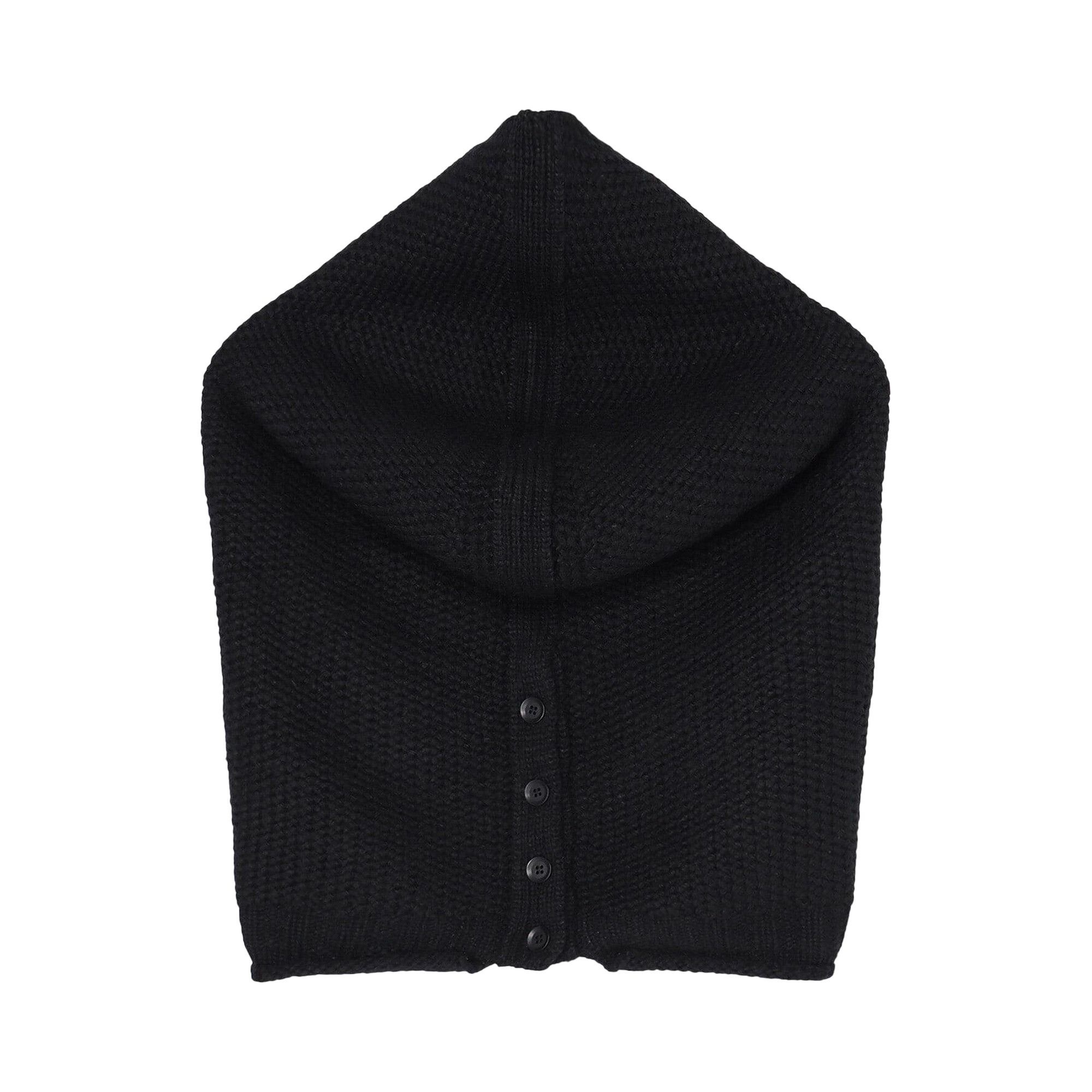 Yohji Yamamoto Knit Backside Button Hooded Warmer 'Black' - 2