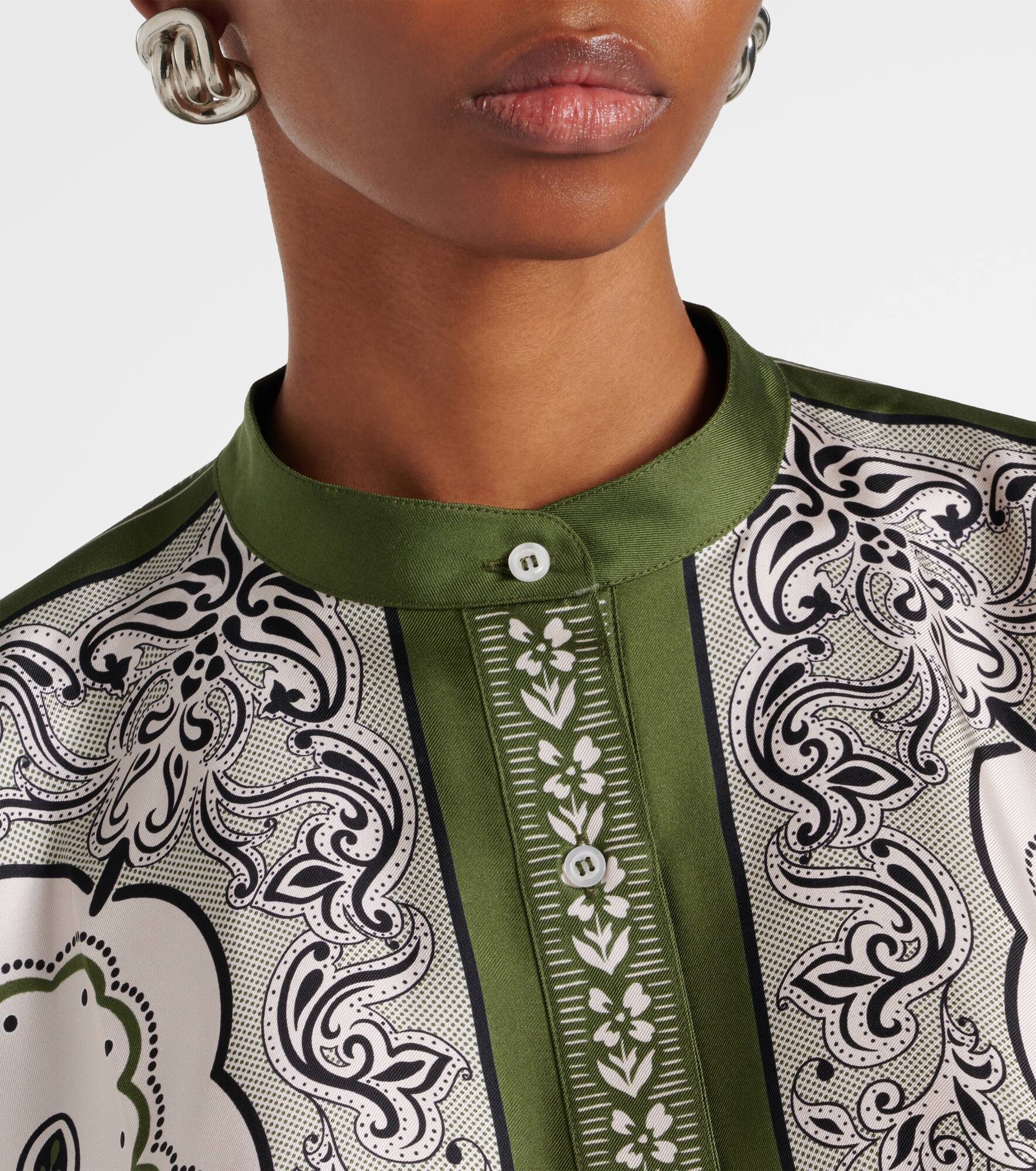Foulard printed silk twill shirt - 4