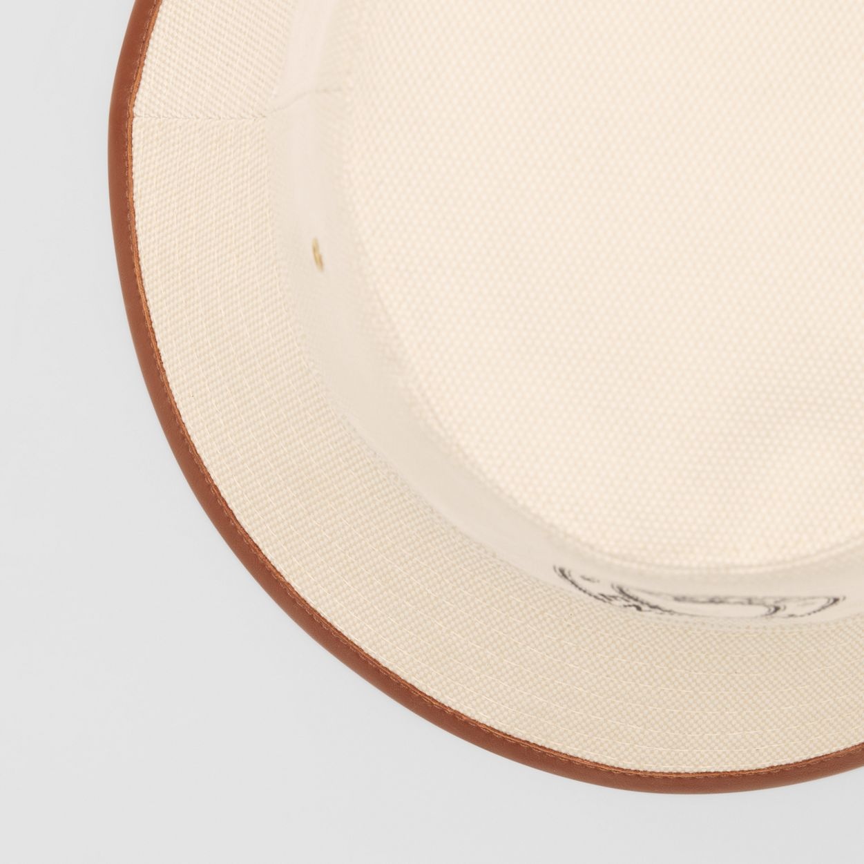 Leather Trim Logo Graphic Cotton Bucket Hat - 5