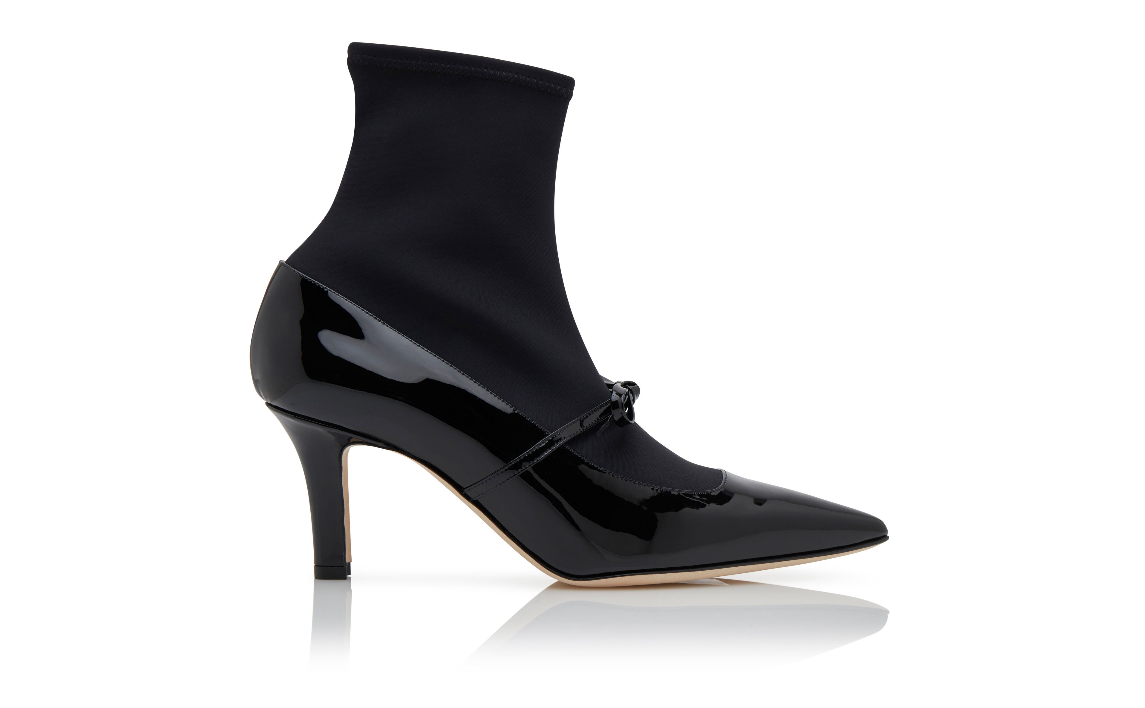Black Patent Leather Ankle Shoe Boots - 1