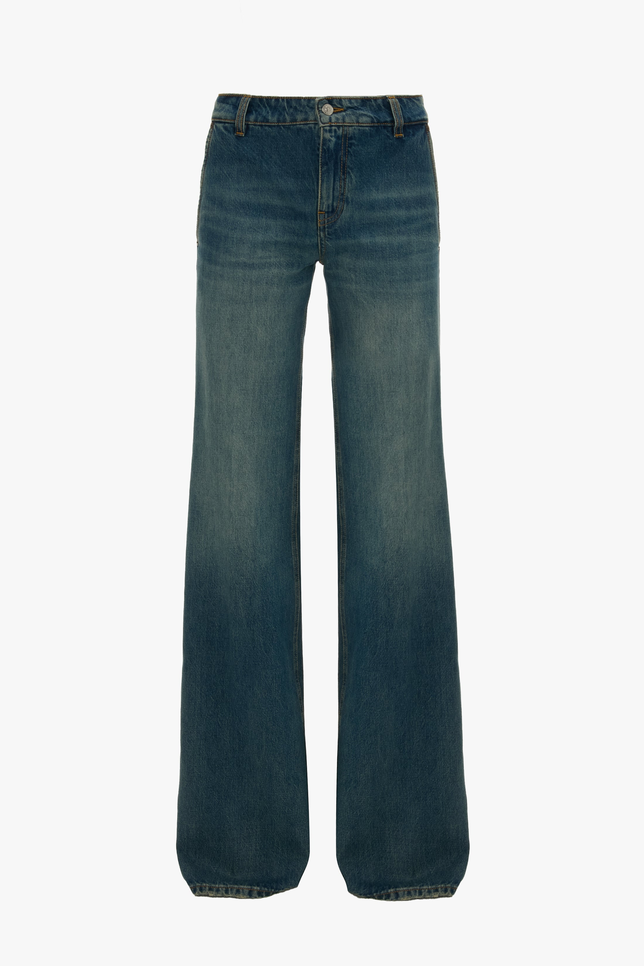 Gigi Low Waist Straight Leg Jean In Mid Blue - 1