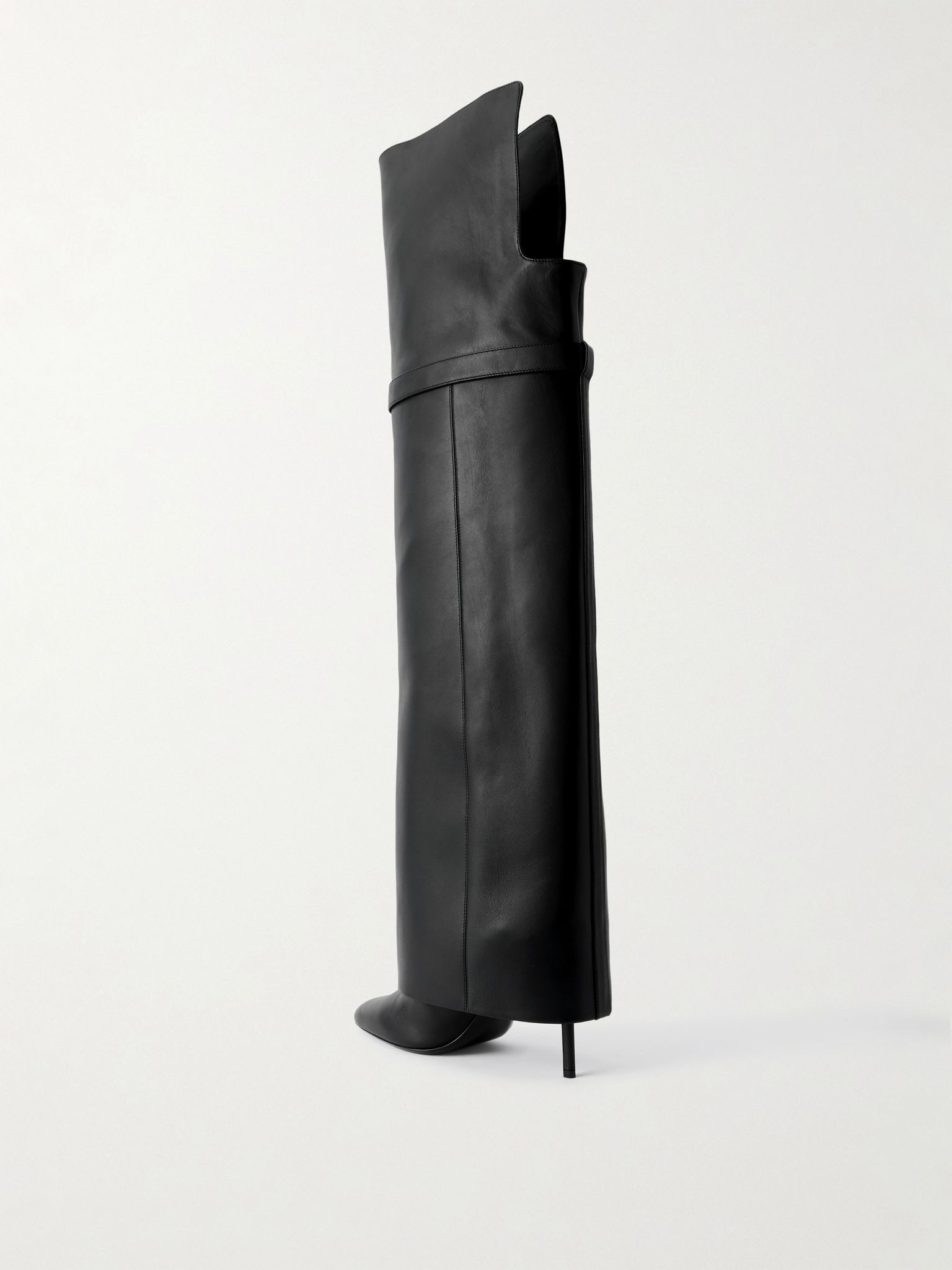 Shark Lock leather over-the-knee boots Black - 3
