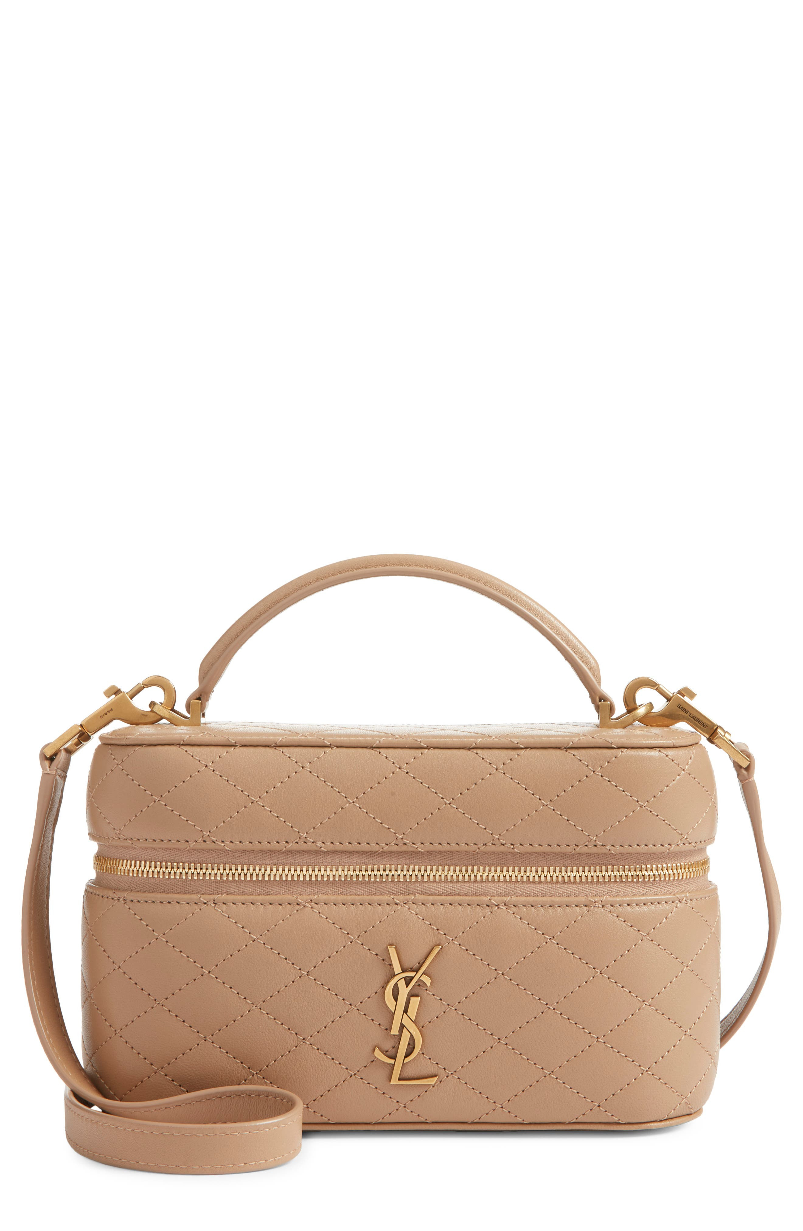 Saint Laurent Mini Gaby Quilted Leather Vanity Case in Dark Toffee at Nordstrom - 1