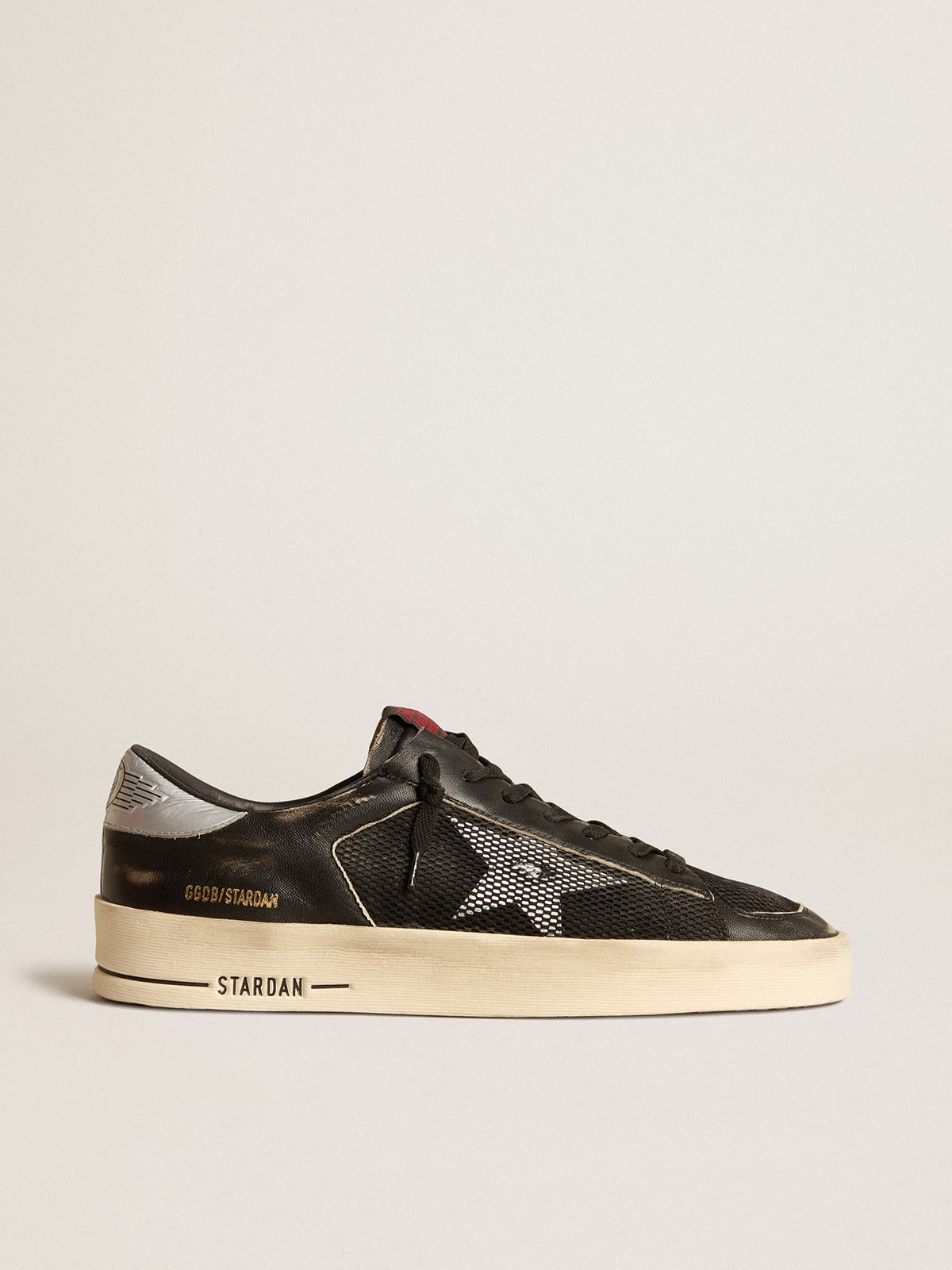 Stardan in black nubuck and mesh with gray leather star and heel tab - 1