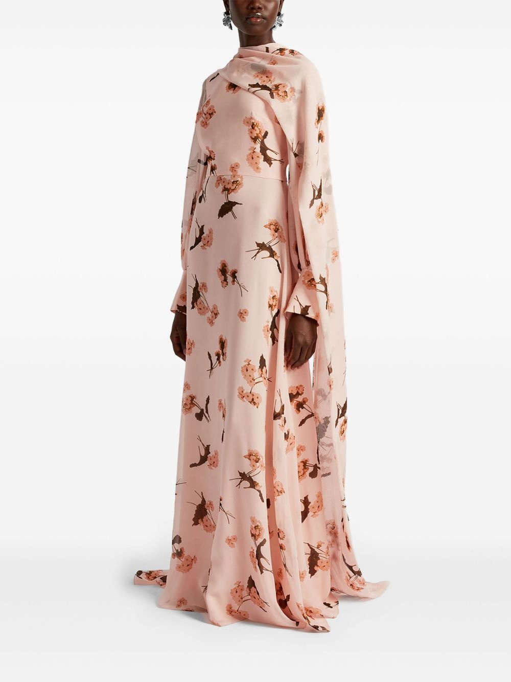 draped long-sleeve gown - 3