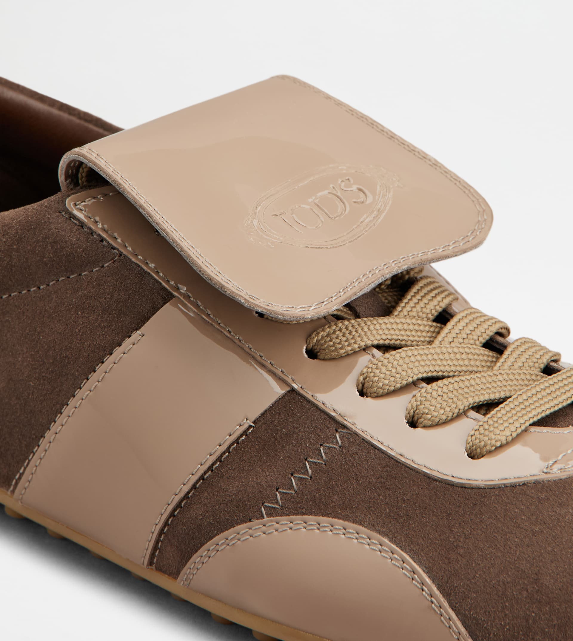 TOD'S T-MARATHON SNEAKERS IN PATENT LEATHER - BROWN, BEIGE - 5